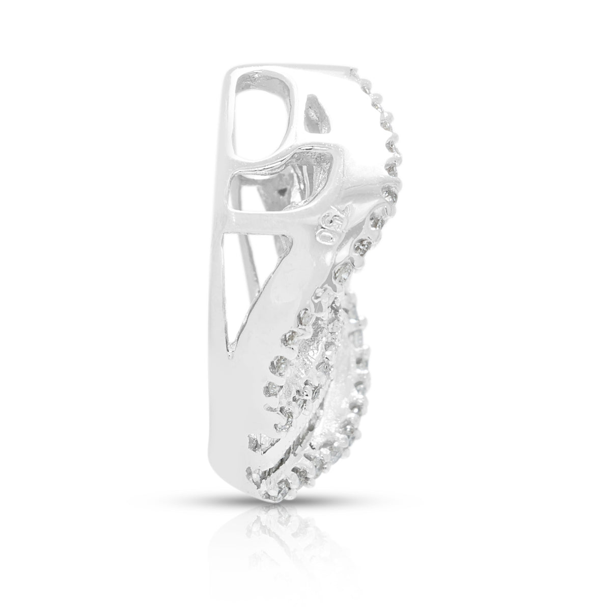 Elegant 0.42ct Natural Diamond Stylized Marquise Wave Pendant in 18K White Gold
