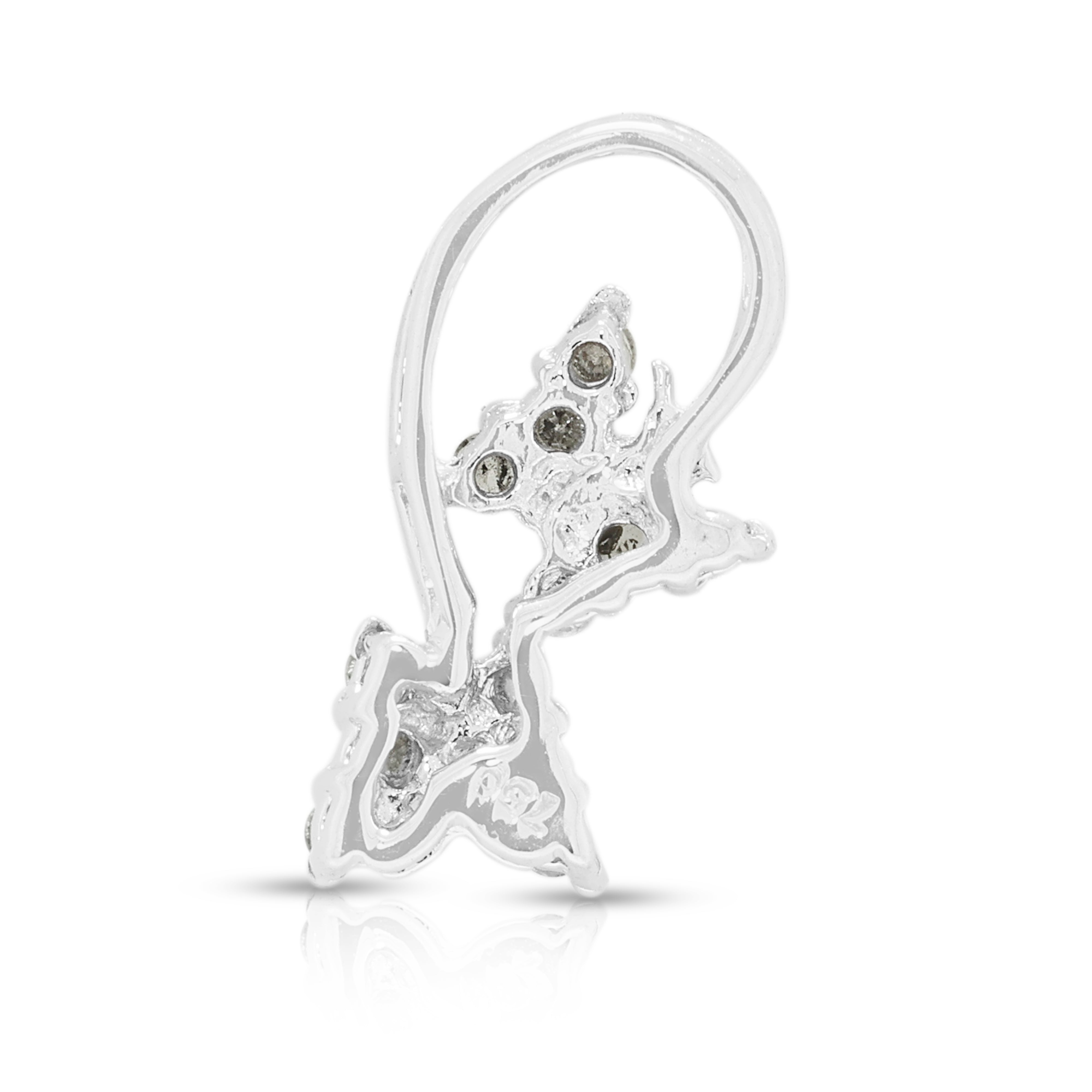 Delicate 0.12ct Natural Diamond Butterfly Bypass Teardrop Pendant in 18K White Gold