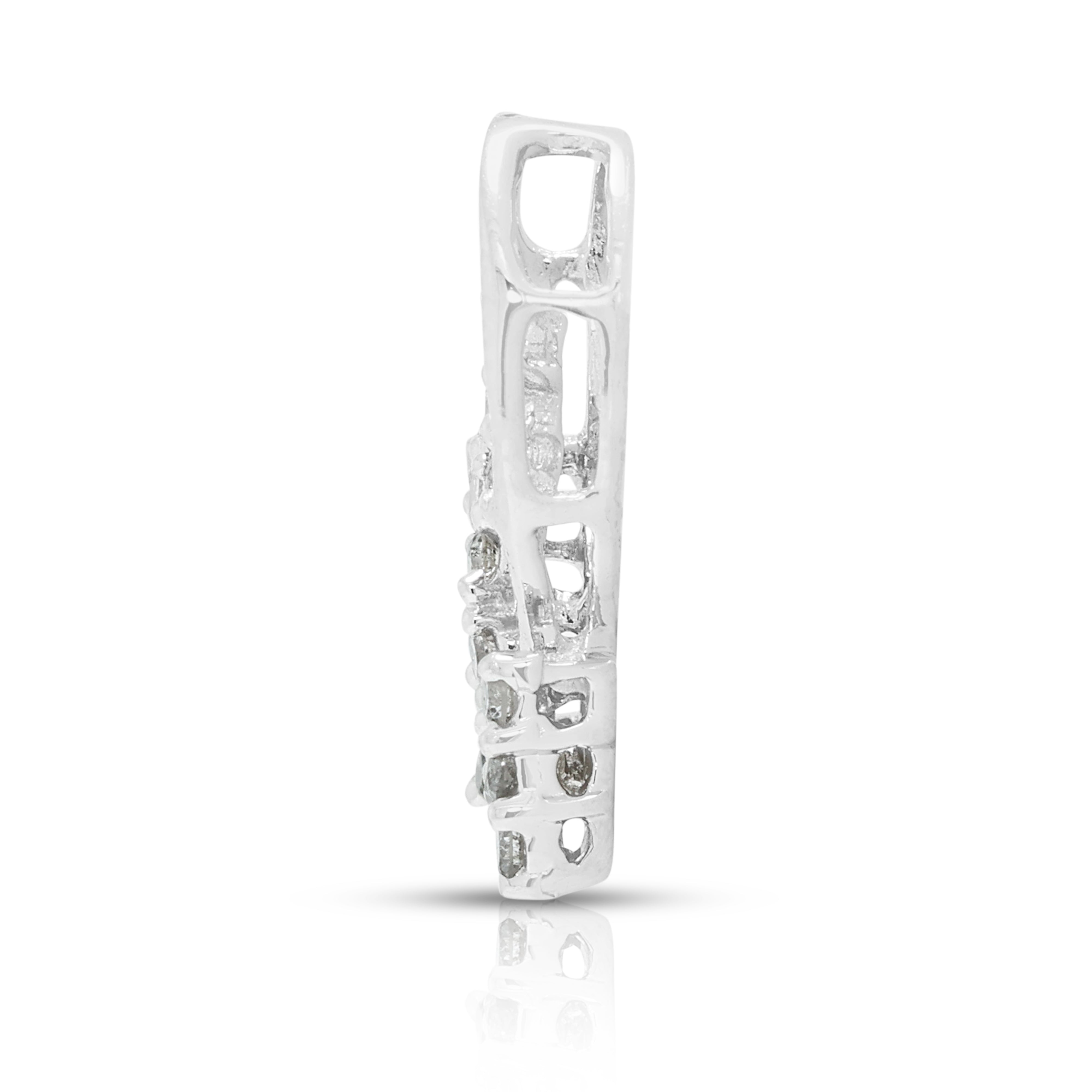 Delicate 0.12ct Natural Diamond Butterfly Bypass Teardrop Pendant in 18K White Gold