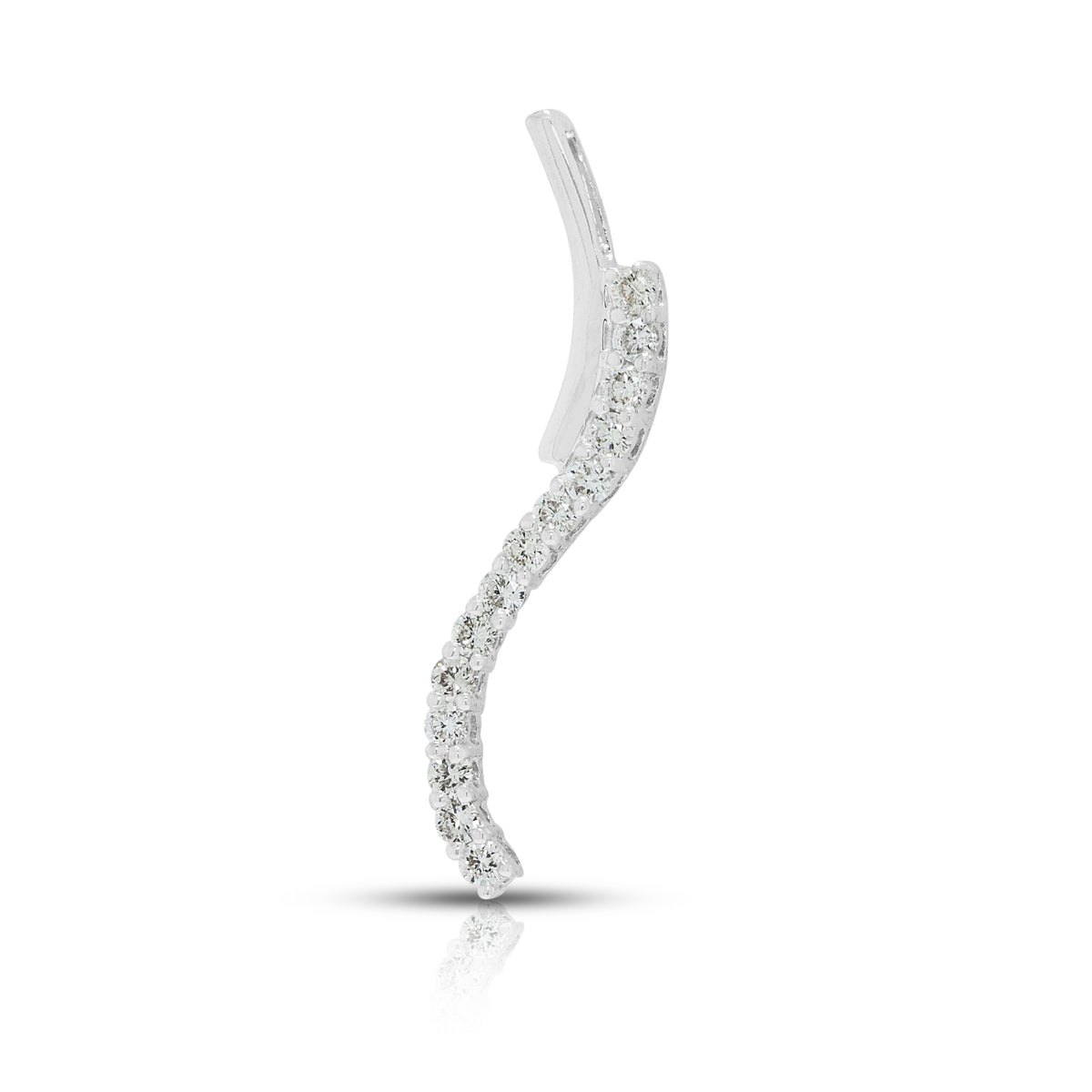 Elegant 0.21ct Natural Diamond Serpentine Wave Drop Pendant in 18K White Gold