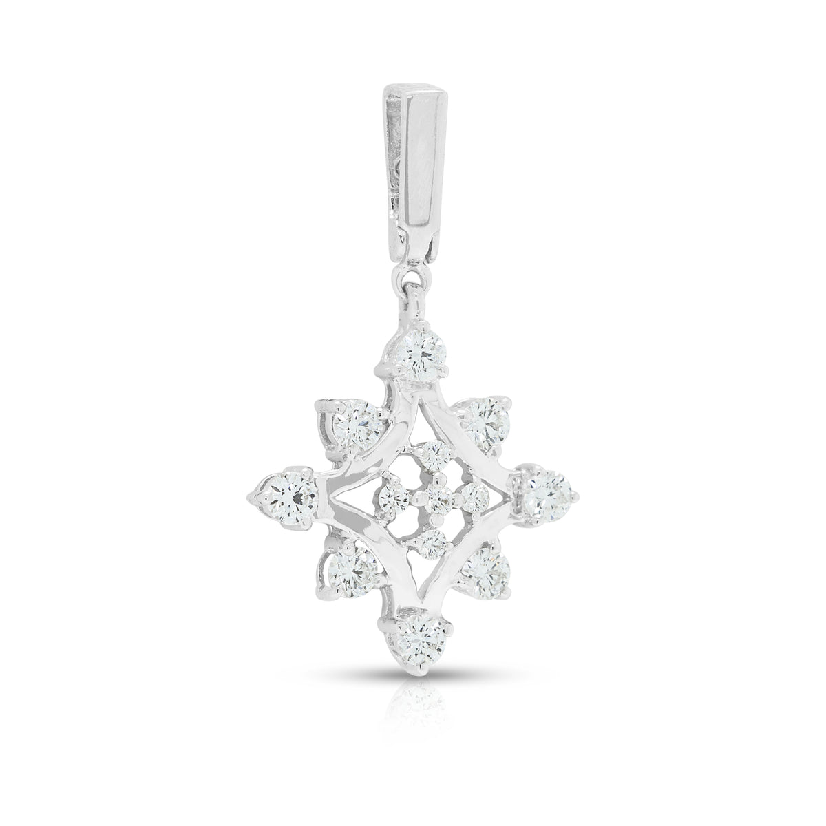 Elegant 0.30ct Natural Diamond Geometric Starburst Pendant in 18K White Gold