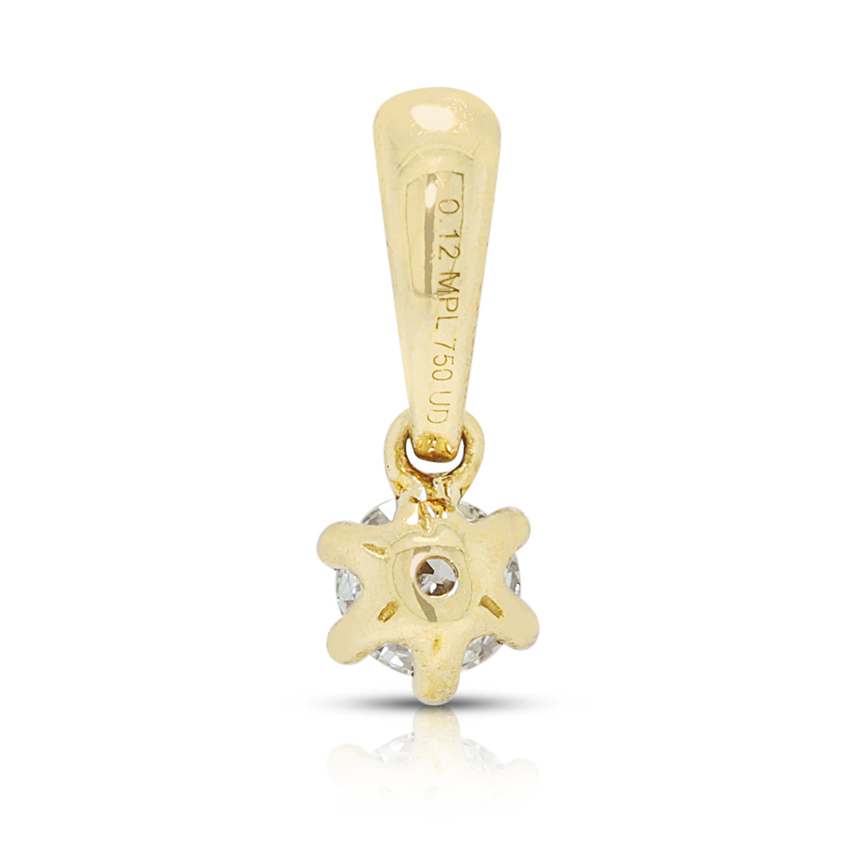 Delicate 0.12ct Natural Diamond Solitaire Pendant in 18K Two-Tone Gold