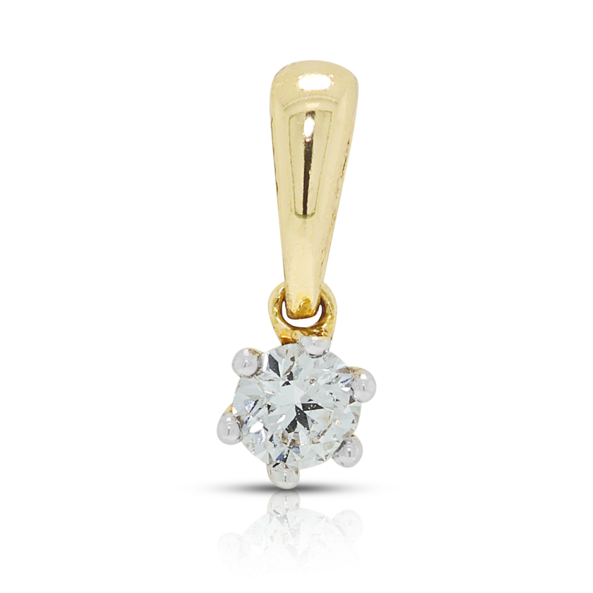 Delicate 0.12ct Natural Diamond Solitaire Pendant in 18K Two-Tone Gold