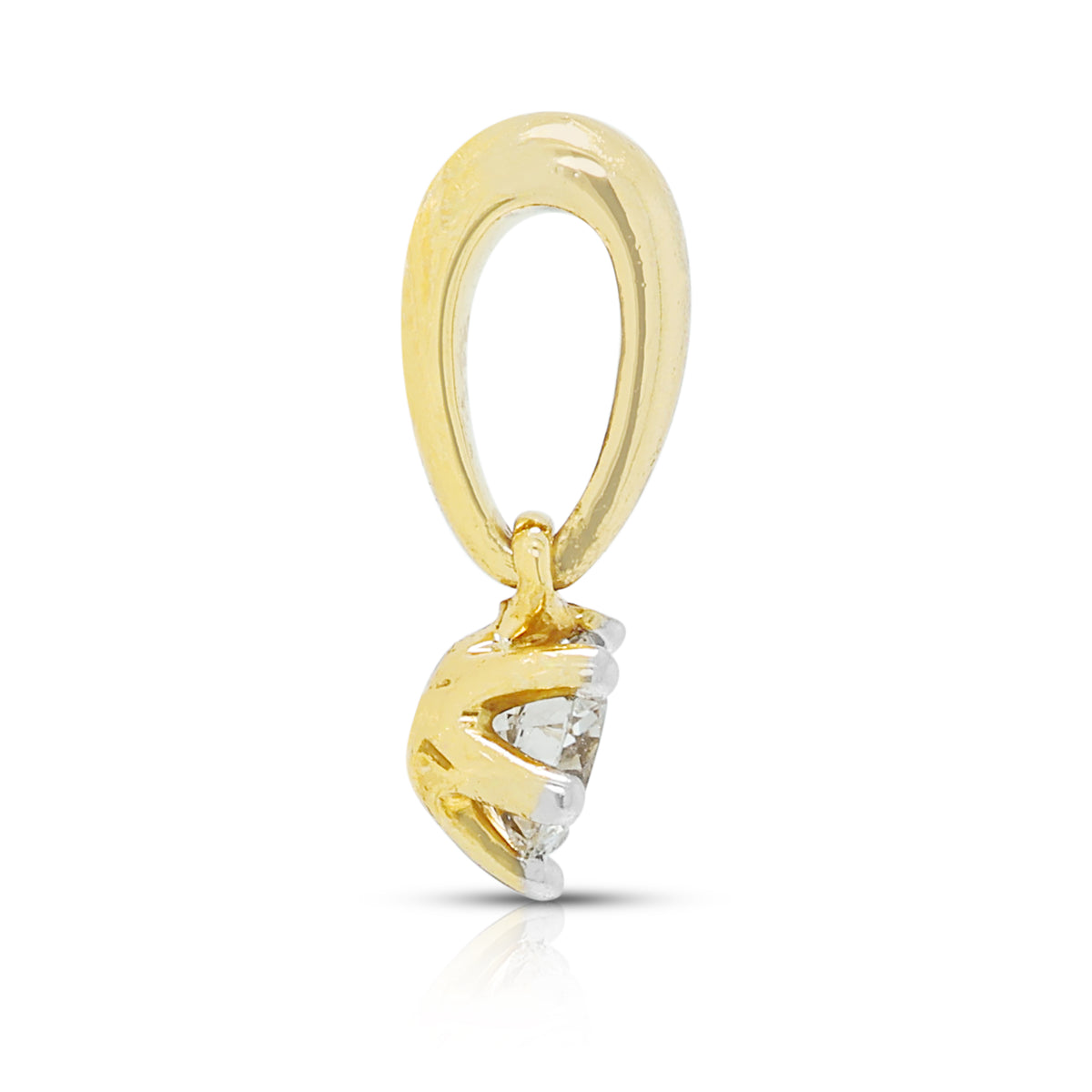 Delicate 0.12ct Natural Diamond Solitaire Pendant in 18K Two-Tone Gold