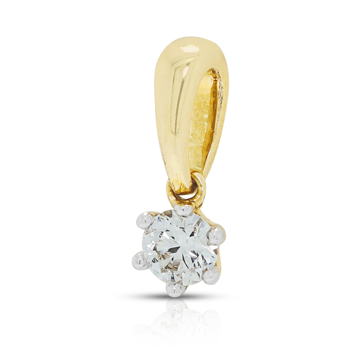 Delicate 0.12ct Natural Diamond Solitaire Pendant in 18K Two-Tone Gold