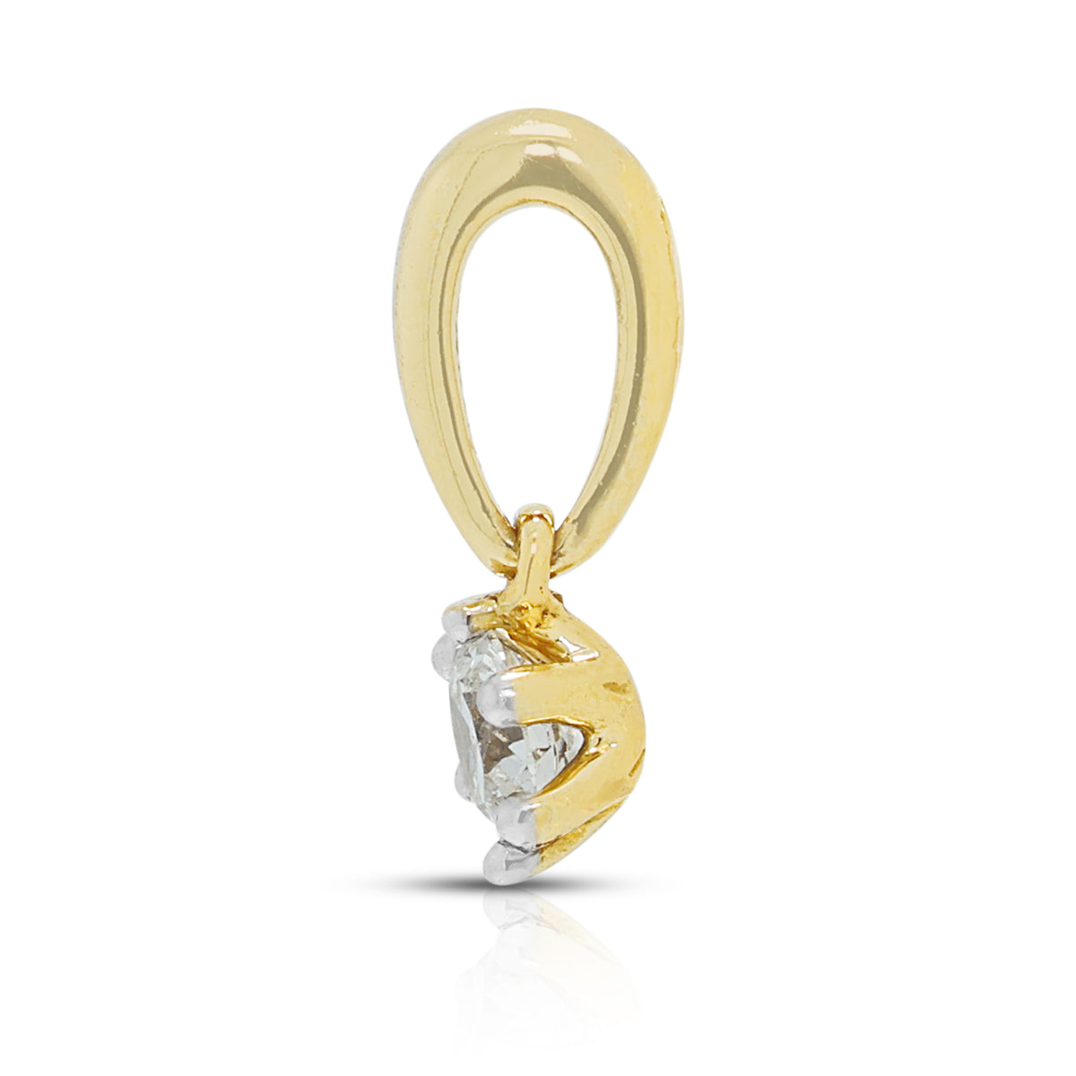 Delicate 0.12ct Natural Diamond Solitaire Pendant in 18K Two-Tone Gold