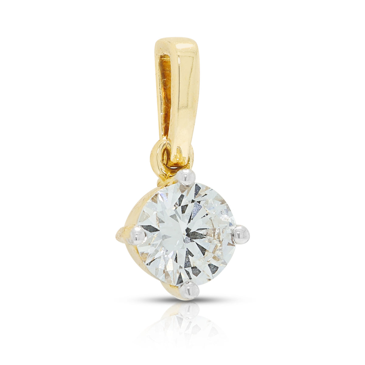 Elegant 0.50ct Natural Diamond Solitaire Pendant in 18K Two-Tone Gold