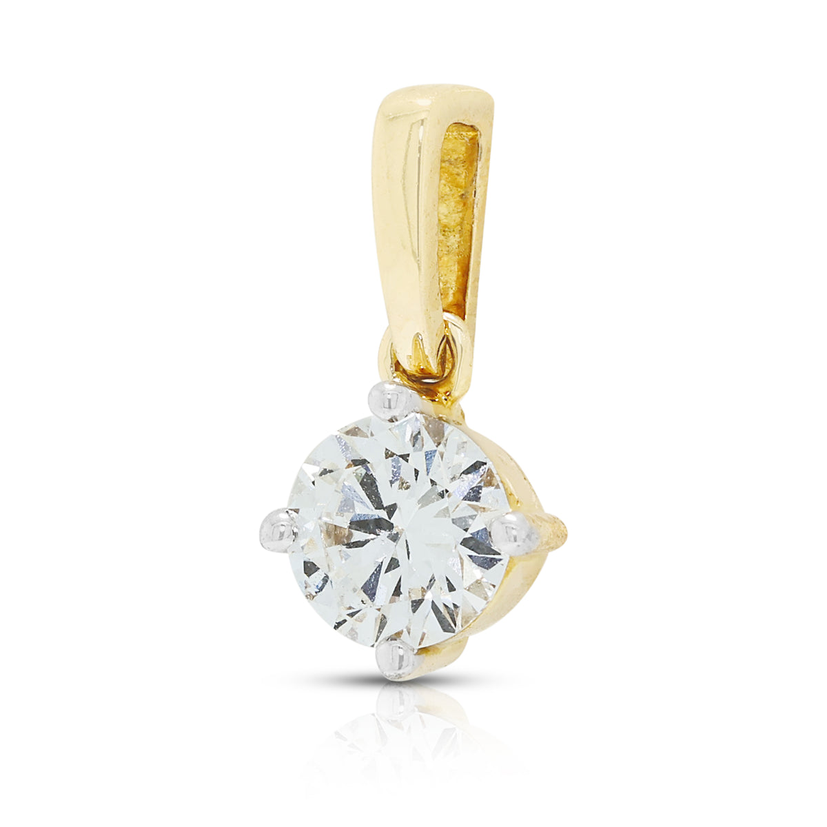 Elegant 0.50ct Natural Diamond Solitaire Pendant in 18K Two-Tone Gold