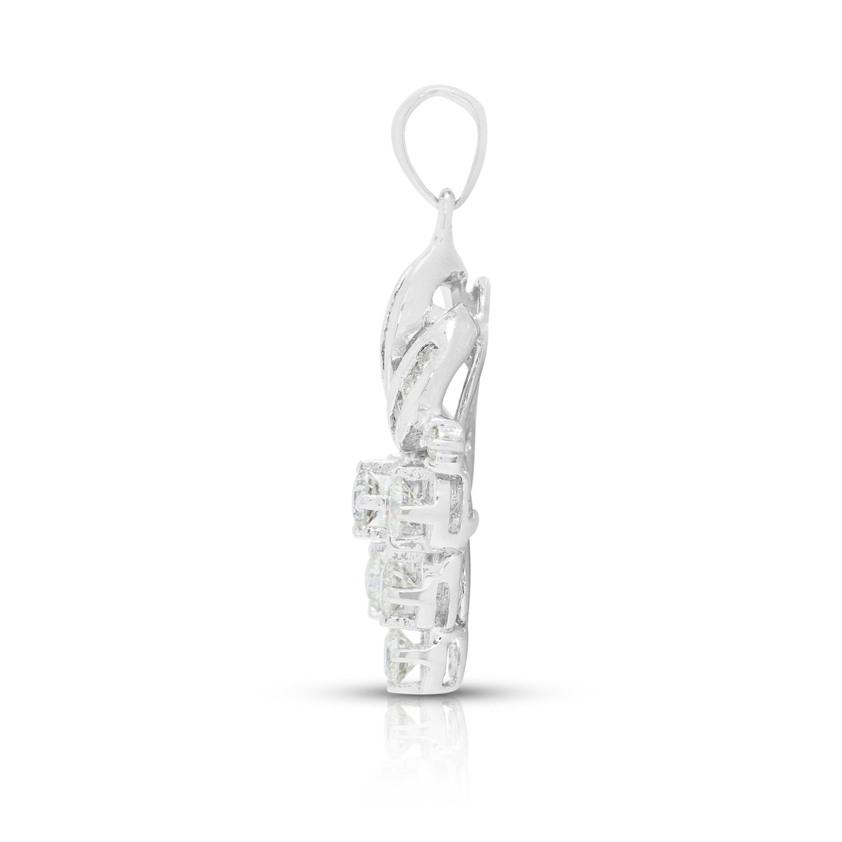 Elegant 0.50ct Natural Diamond Stylized Grape Bunch Ribbon Pendant in 18K White Gold