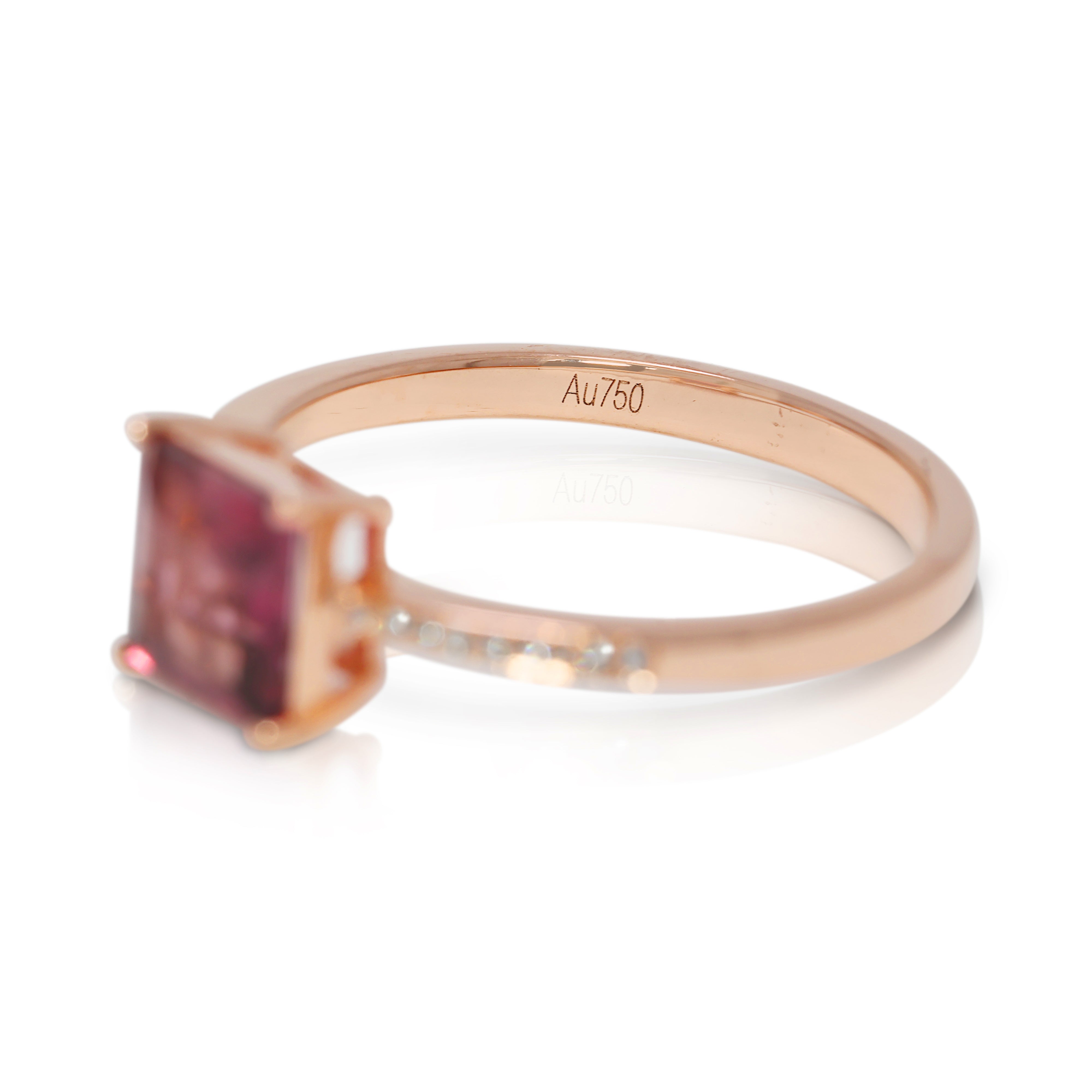 Enchanting 1.14ct Tourmaline & Natural Diamond 18K Rose Gold Pave Ring (New)