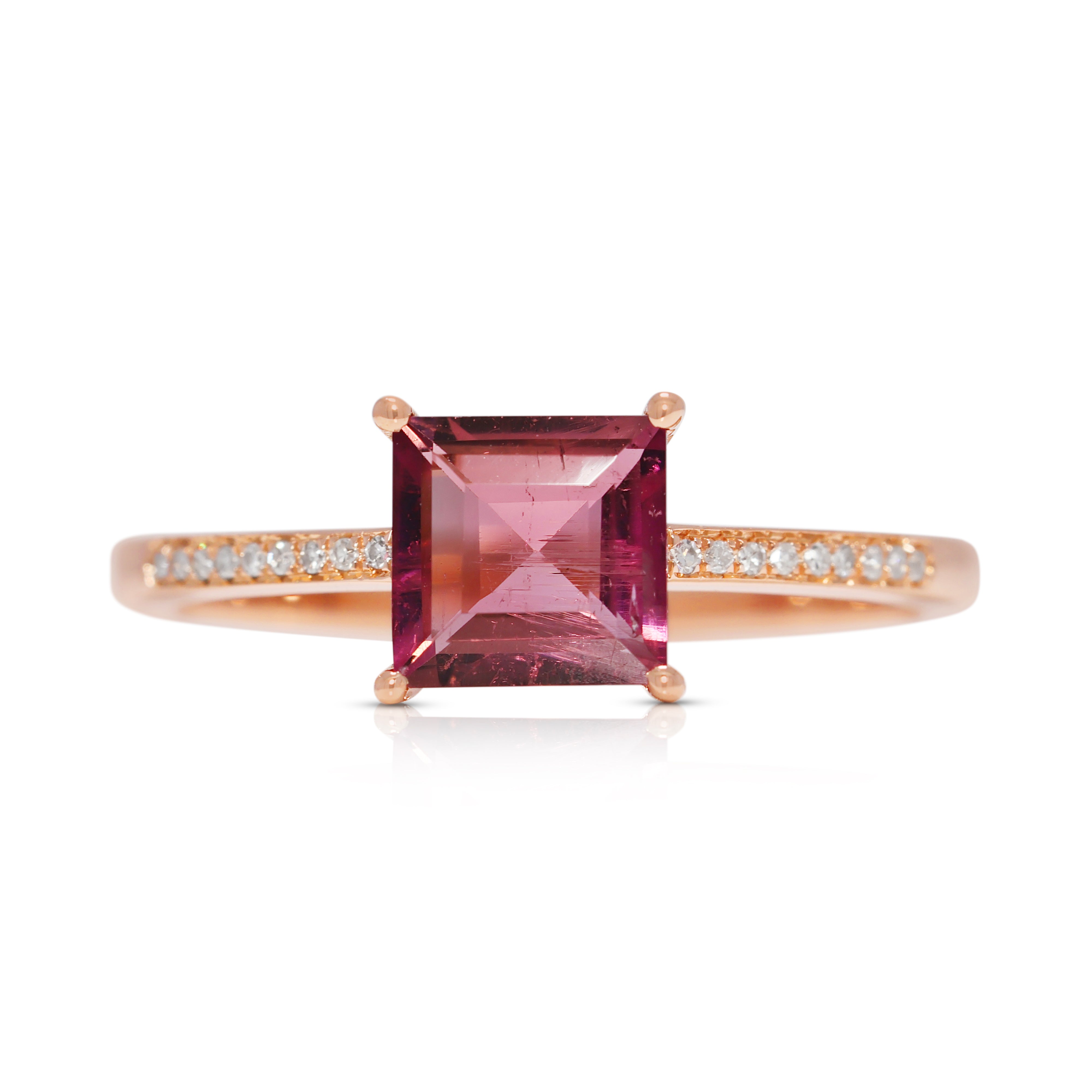Enchanting 1.14ct Tourmaline & Natural Diamond 18K Rose Gold Pave Ring (New)