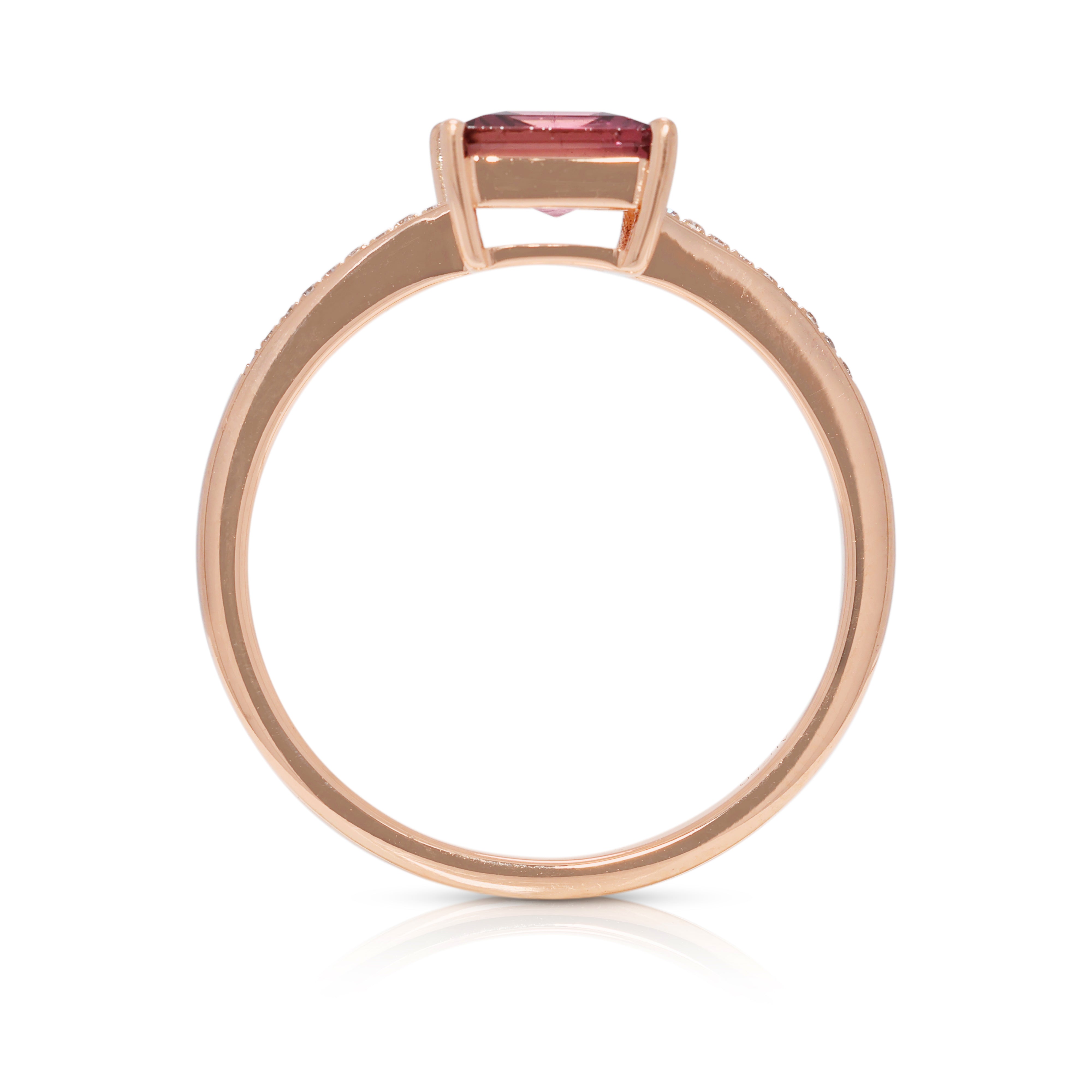 Enchanting 1.14ct Tourmaline & Natural Diamond 18K Rose Gold Pave Ring (New)