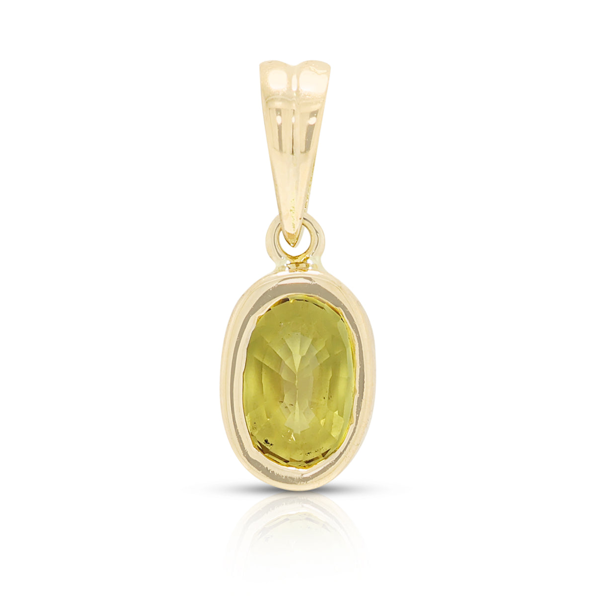 Elegant 1.10ct Natural Yellow Sapphire Bezel Solitaire Pendant in 18K Yellow Gold