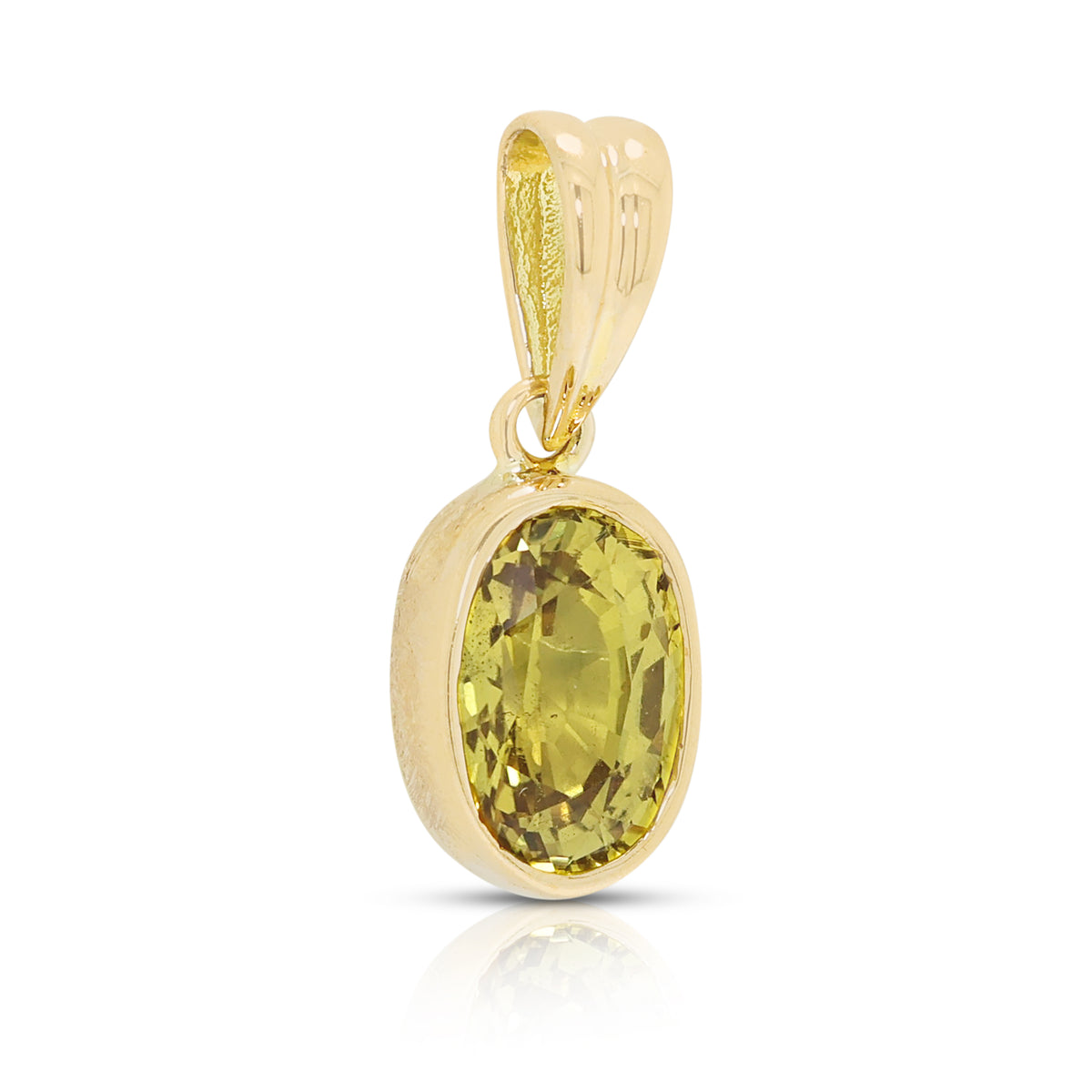 Elegant 1.10ct Natural Yellow Sapphire Bezel Solitaire Pendant in 18K Yellow Gold