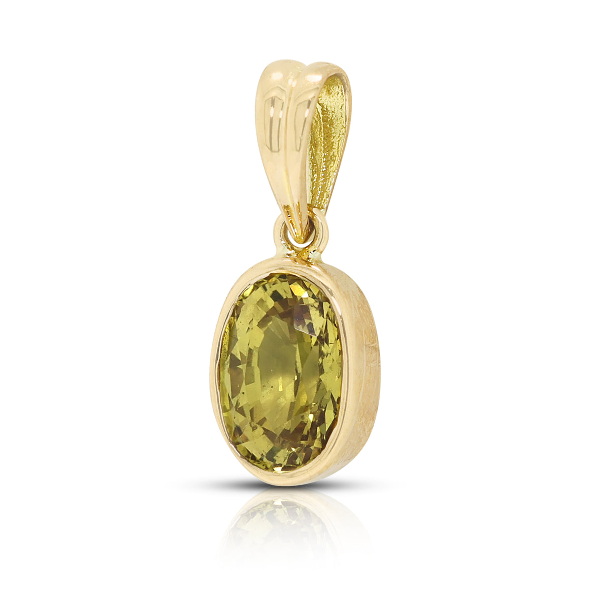Elegant 1.10ct Natural Yellow Sapphire Bezel Solitaire Pendant in 18K Yellow Gold