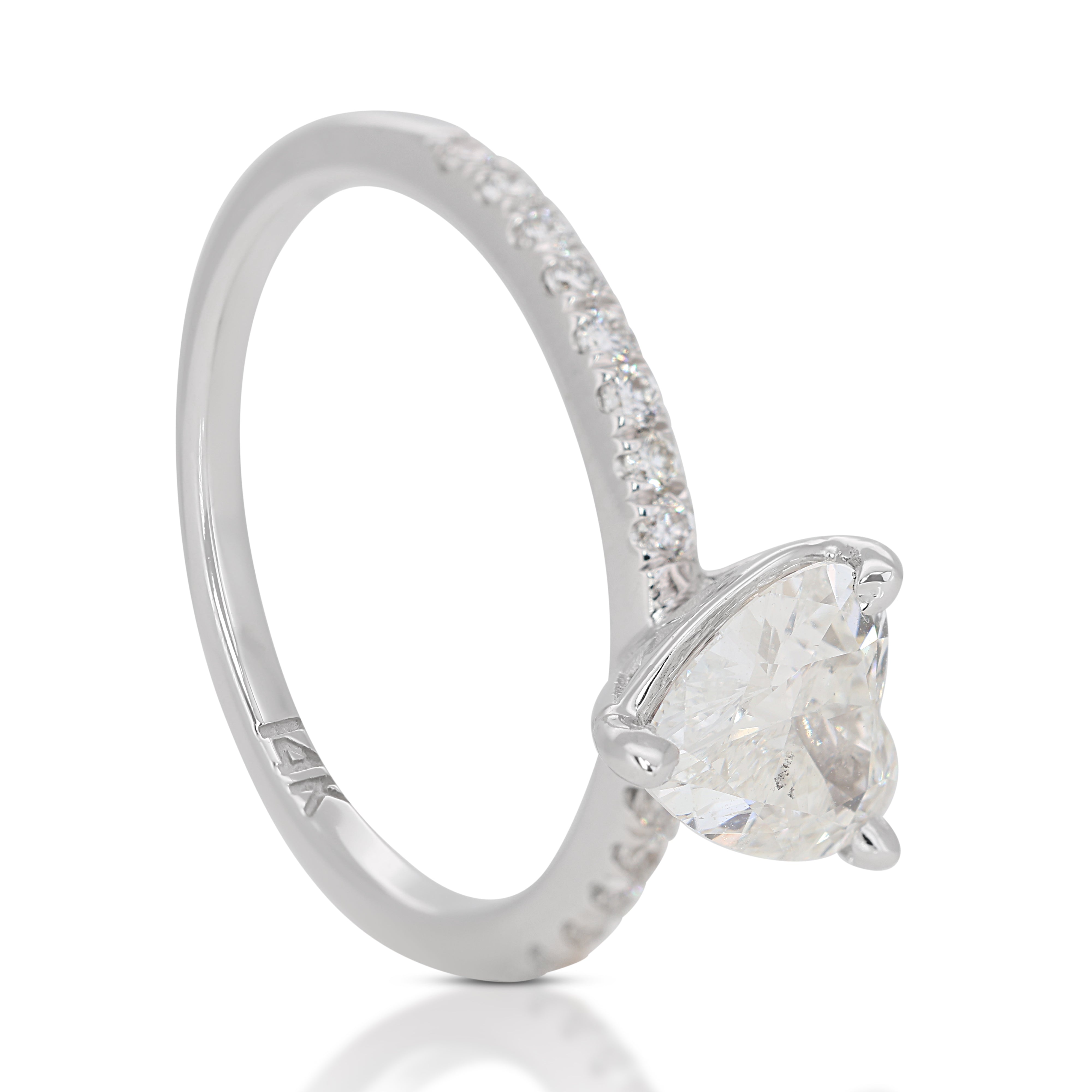 Mesmerizing 0.84ct Heart Diamond Pave Ring set in 14K White Gold