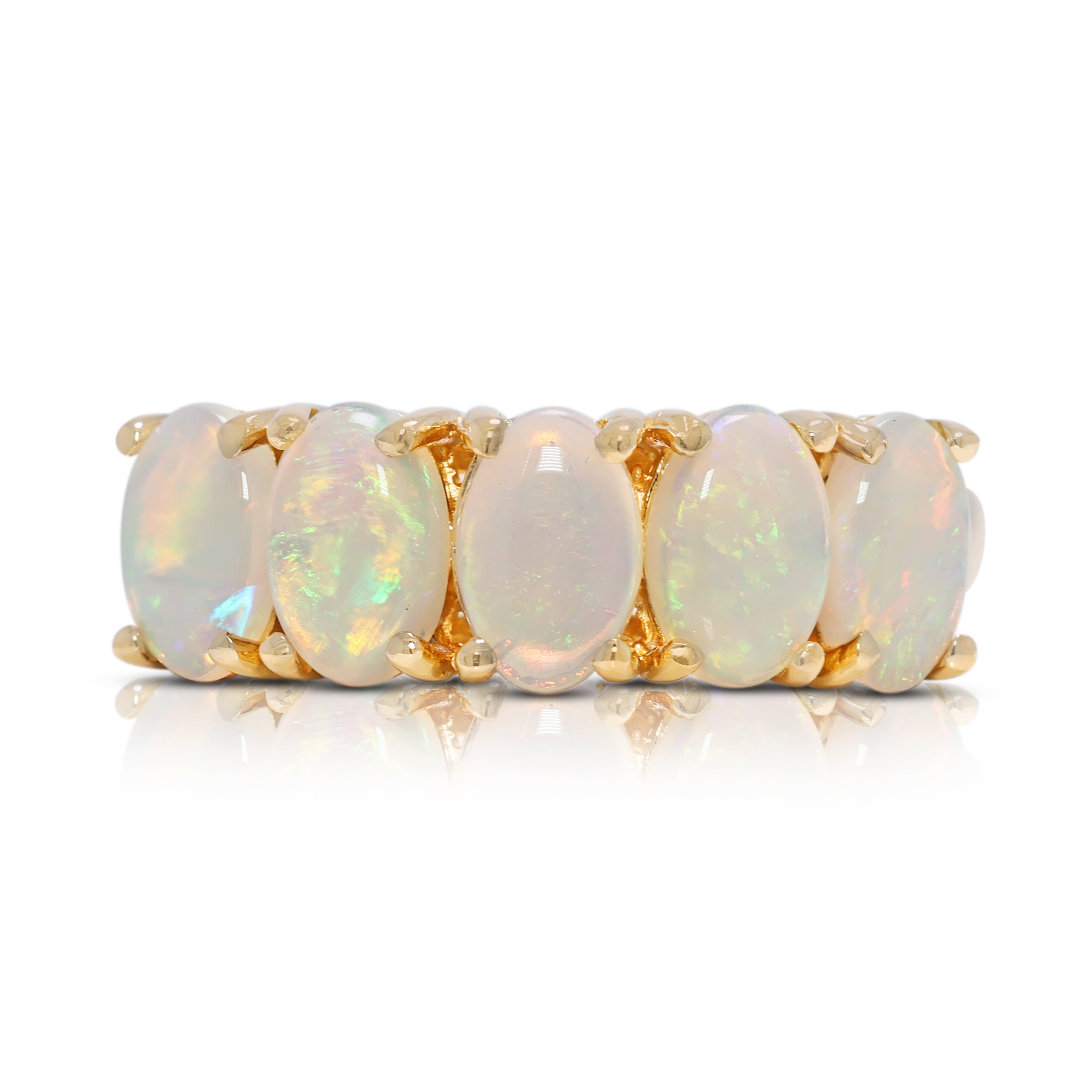 Eye-catching 5-Stone Opal Ring in 18K Yellow Gold