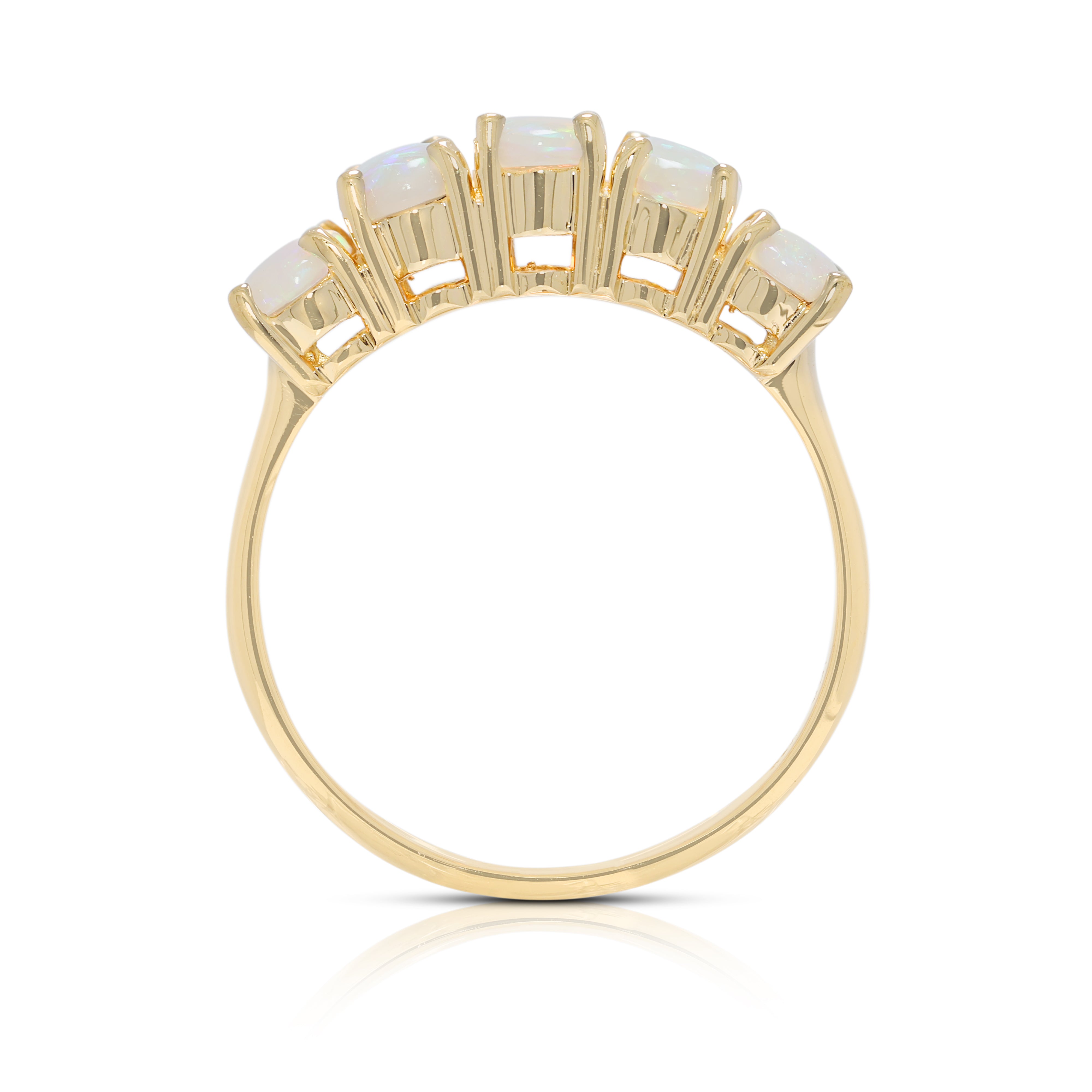 Eye-catching 5-Stone Opal Ring in 18K Yellow Gold