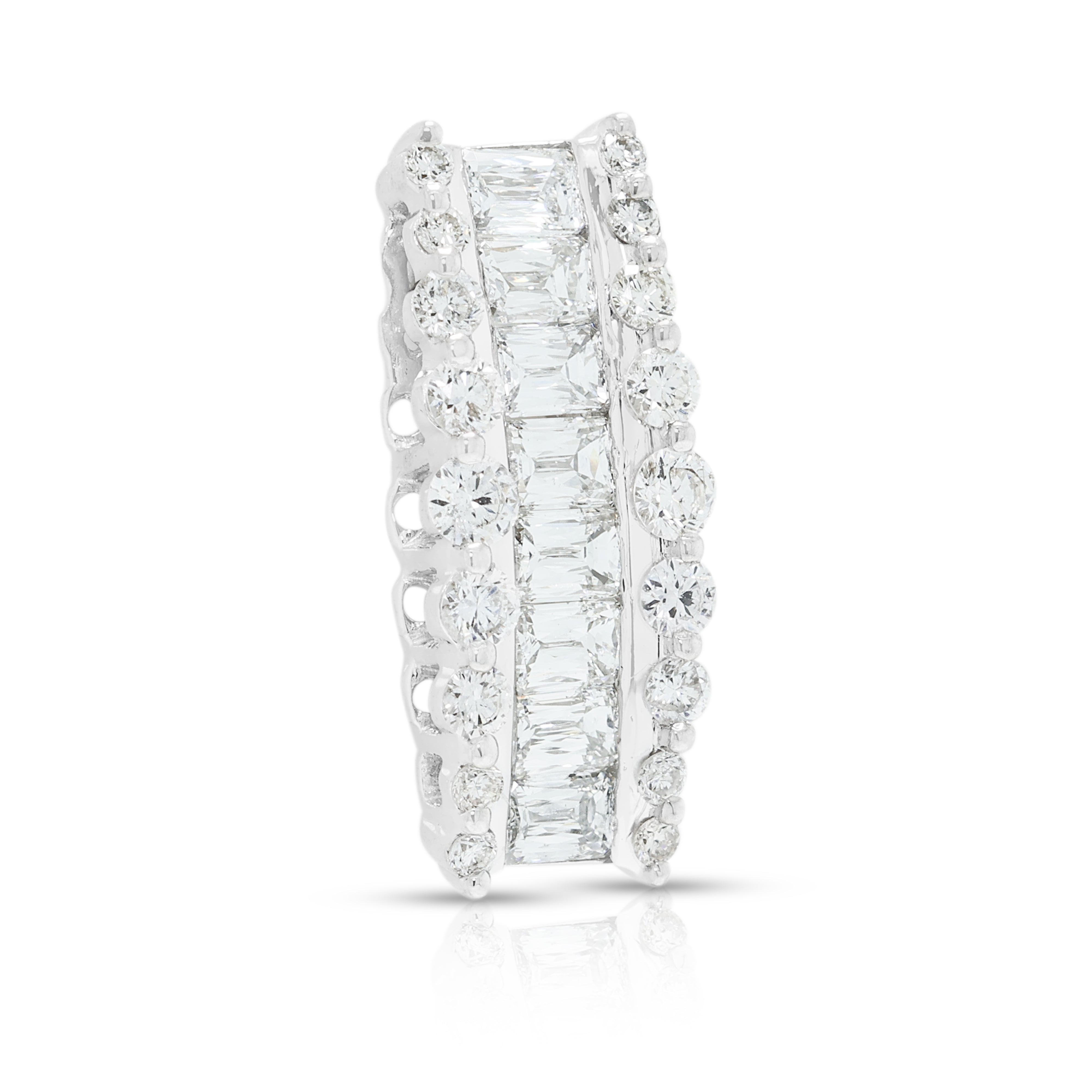 Elegant 1.12ct Natural Diamond Vertical Bar Pendant in 18K White Gold