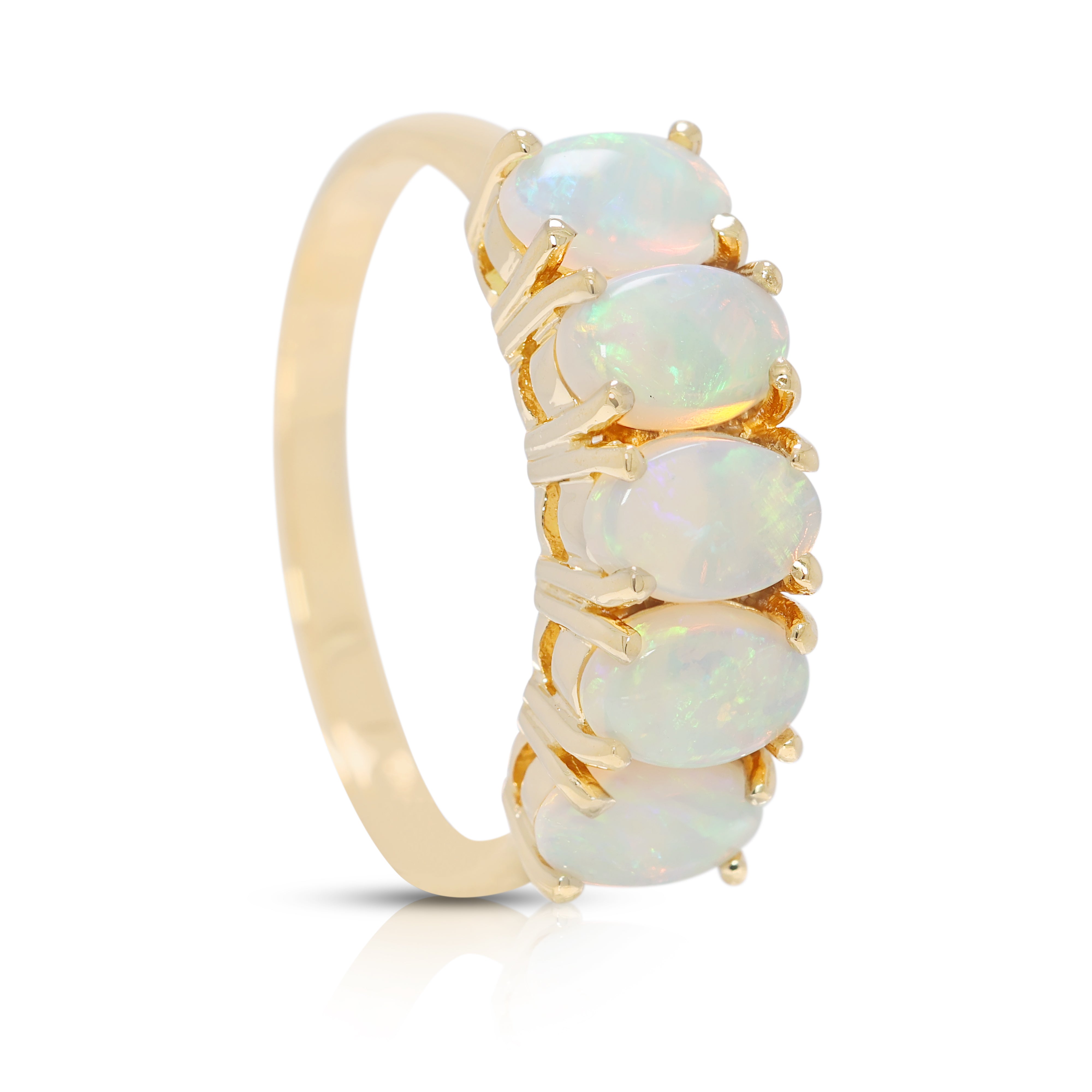 Eye-catching 5-Stone Opal Ring in 18K Yellow Gold