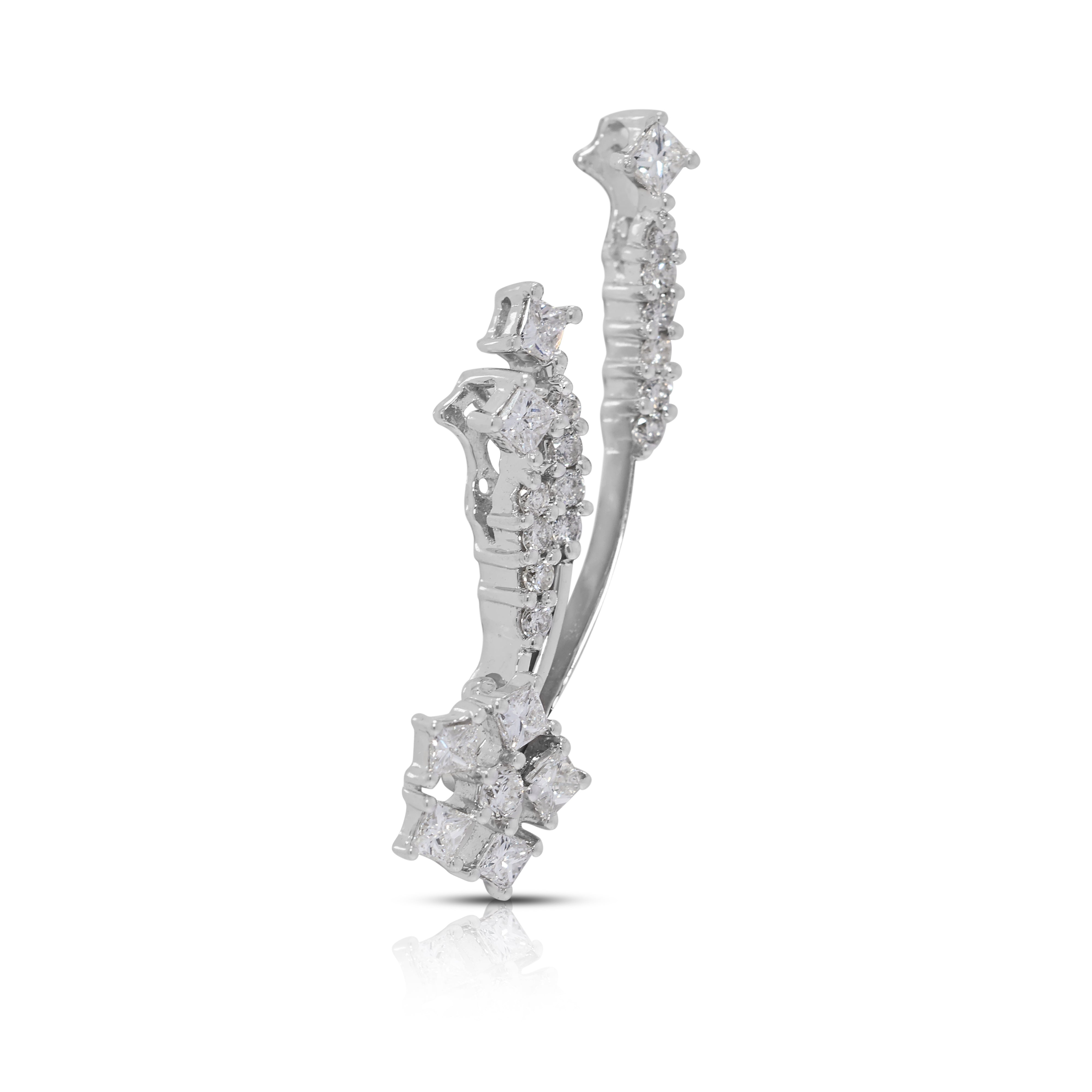 Striking 0.51ct Princess & Round Natural Diamond 18K White Gold Pendant (New)