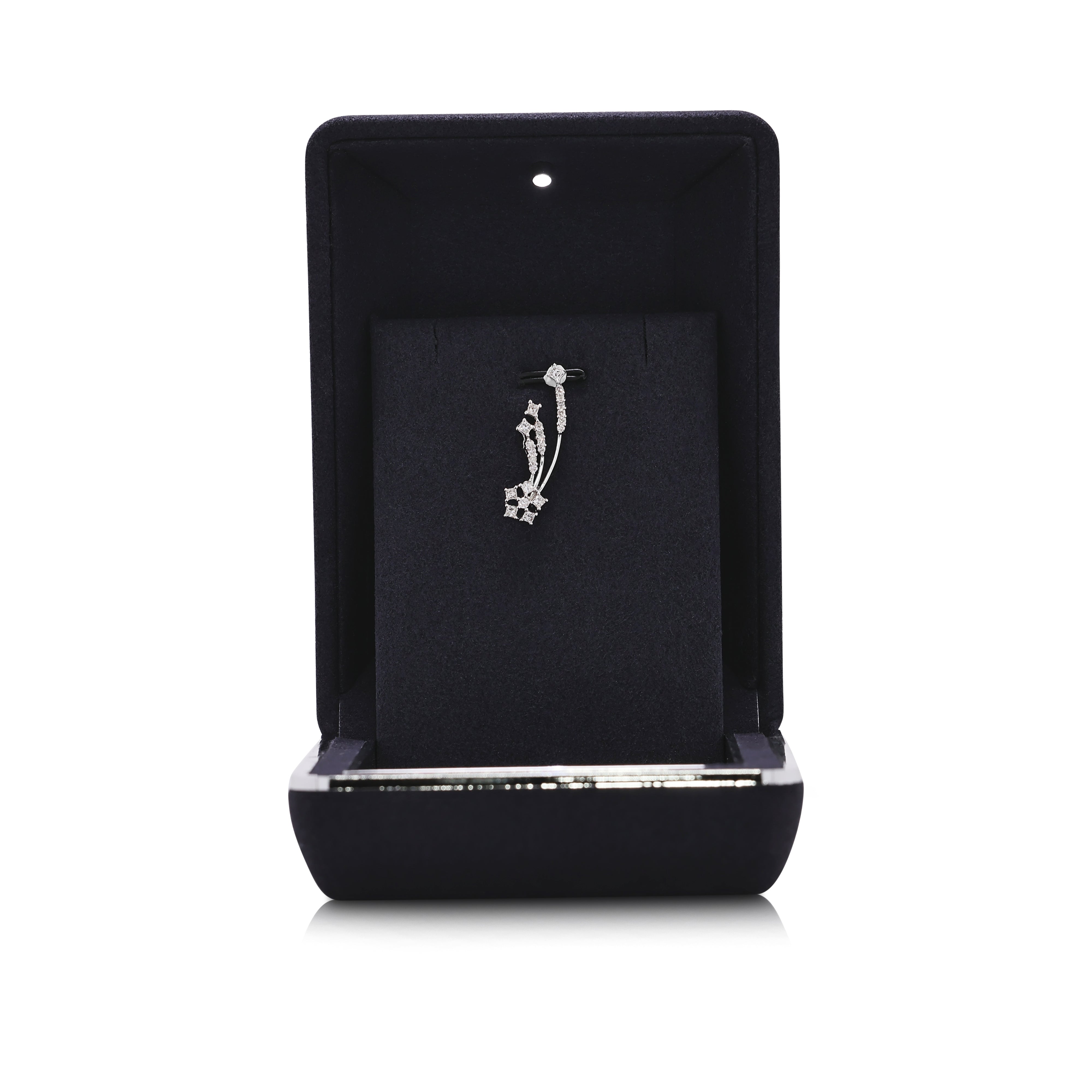 Striking 0.51ct Princess & Round Natural Diamond 18K White Gold Pendant (New)