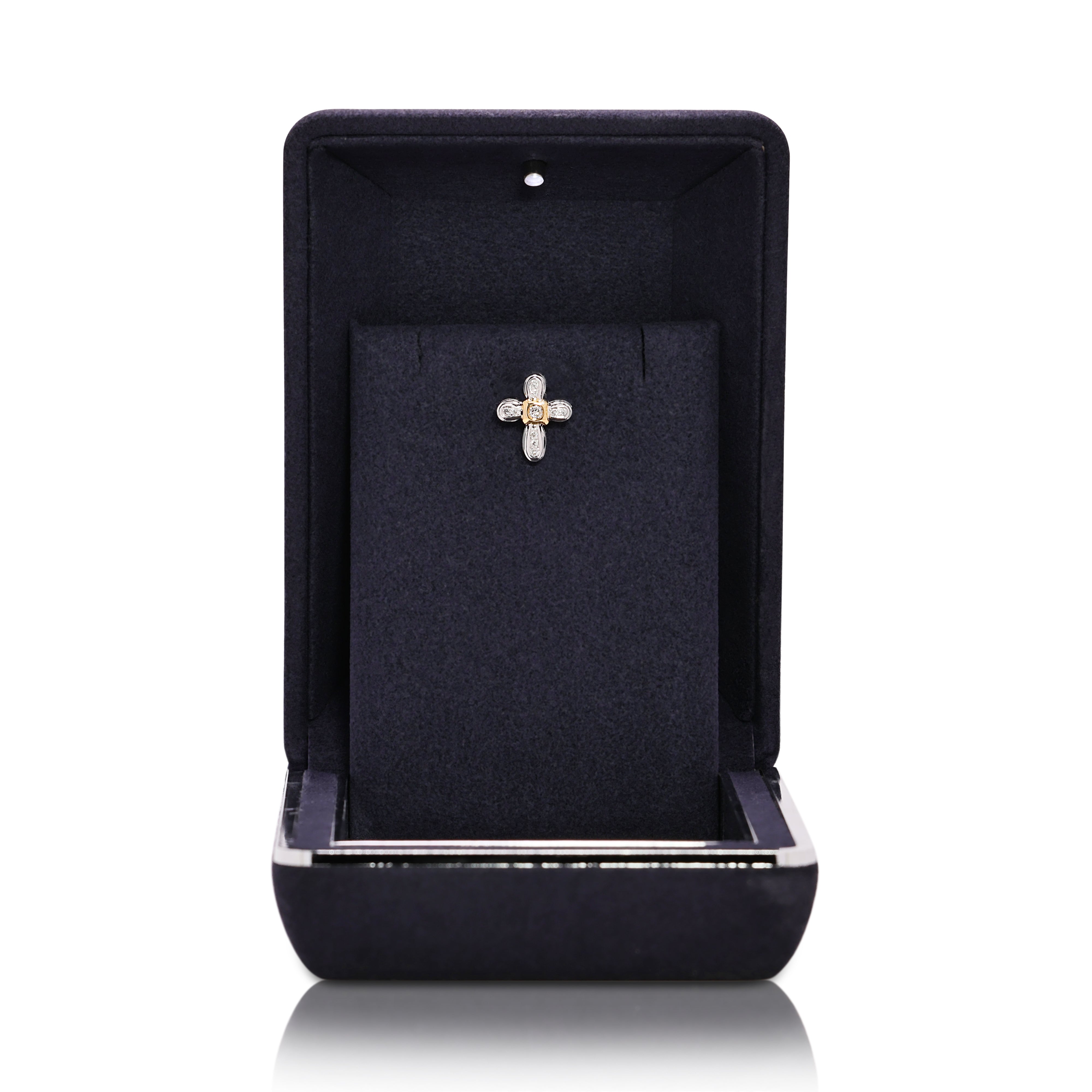 Refined 0.12ct Natural Diamond Cross Pendant in 18K Two-Toned Gold