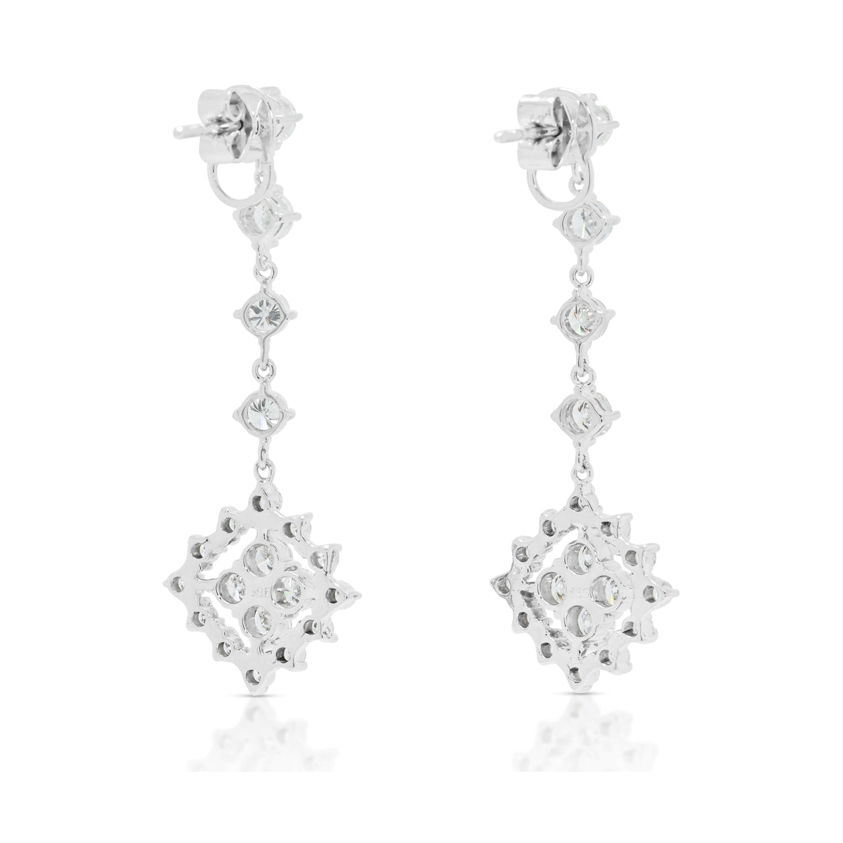 Sophisticated 1.16ct Natural Diamond Geometric Rhombus Drop Earrings in 14K White Gold