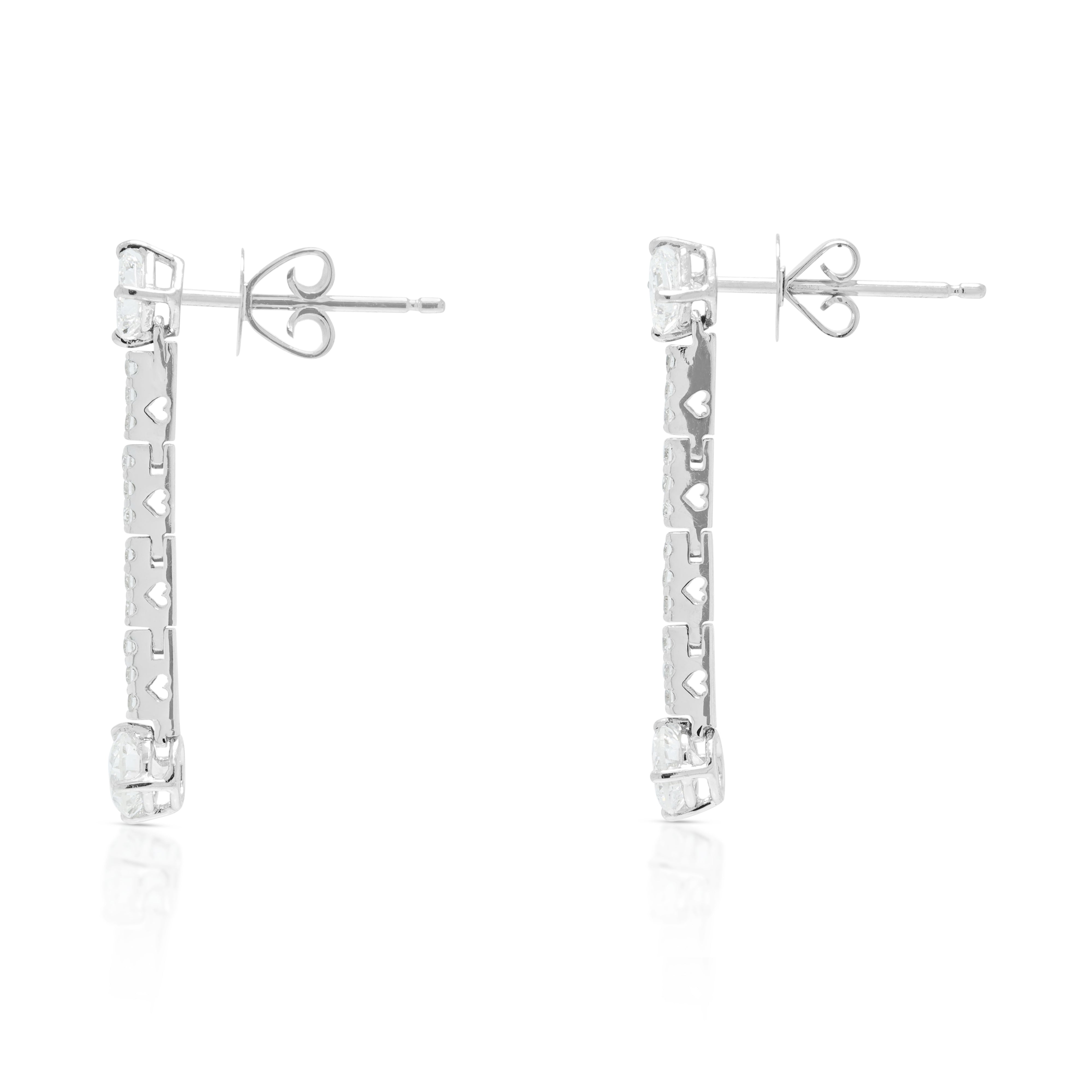 Sophisticated 1.02ct Natural Diamond Linear Drop Earrings in 18K White Gold