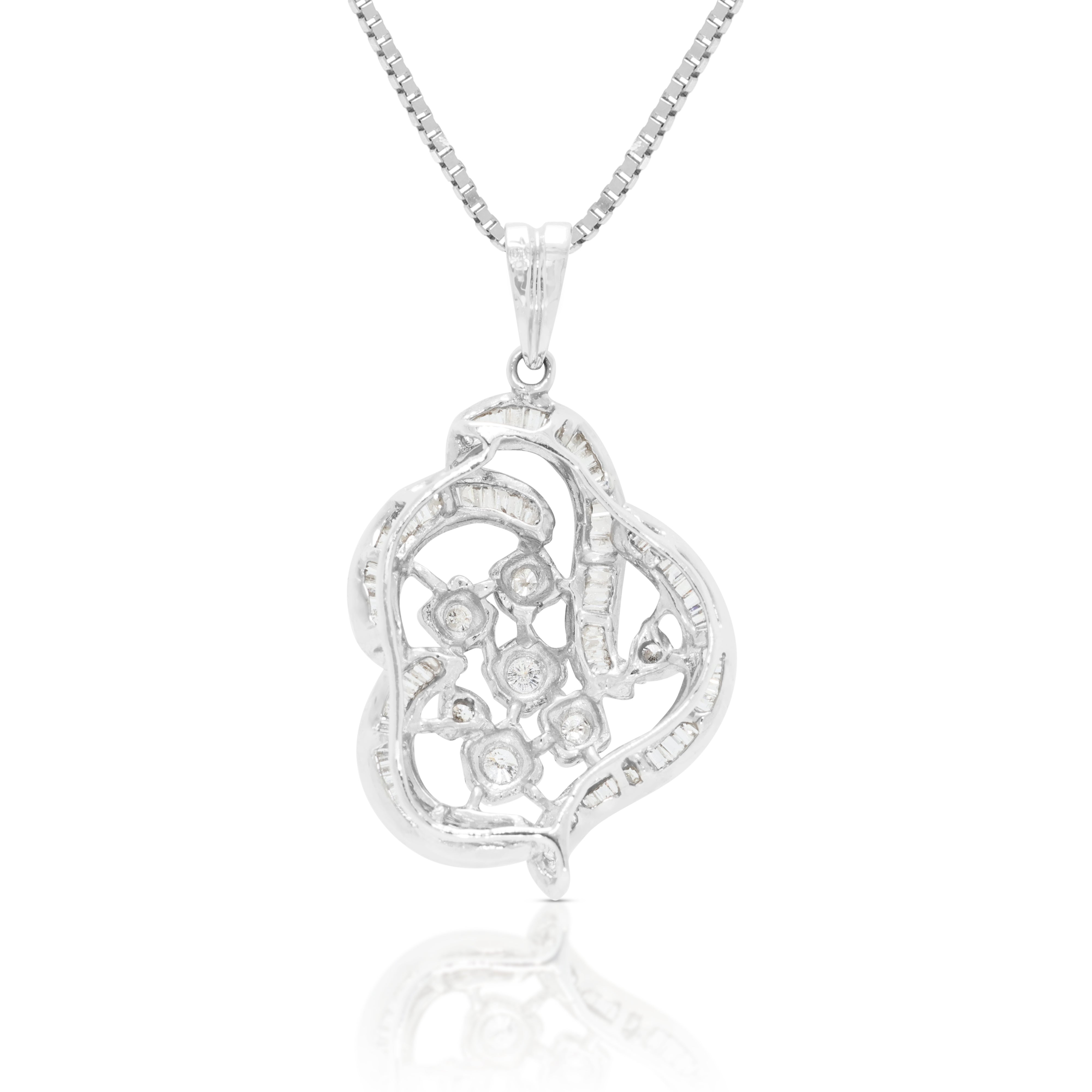 Spectacular 0.50ct Natural Diamond Stylized Pendant Necklace in 18K White Gold