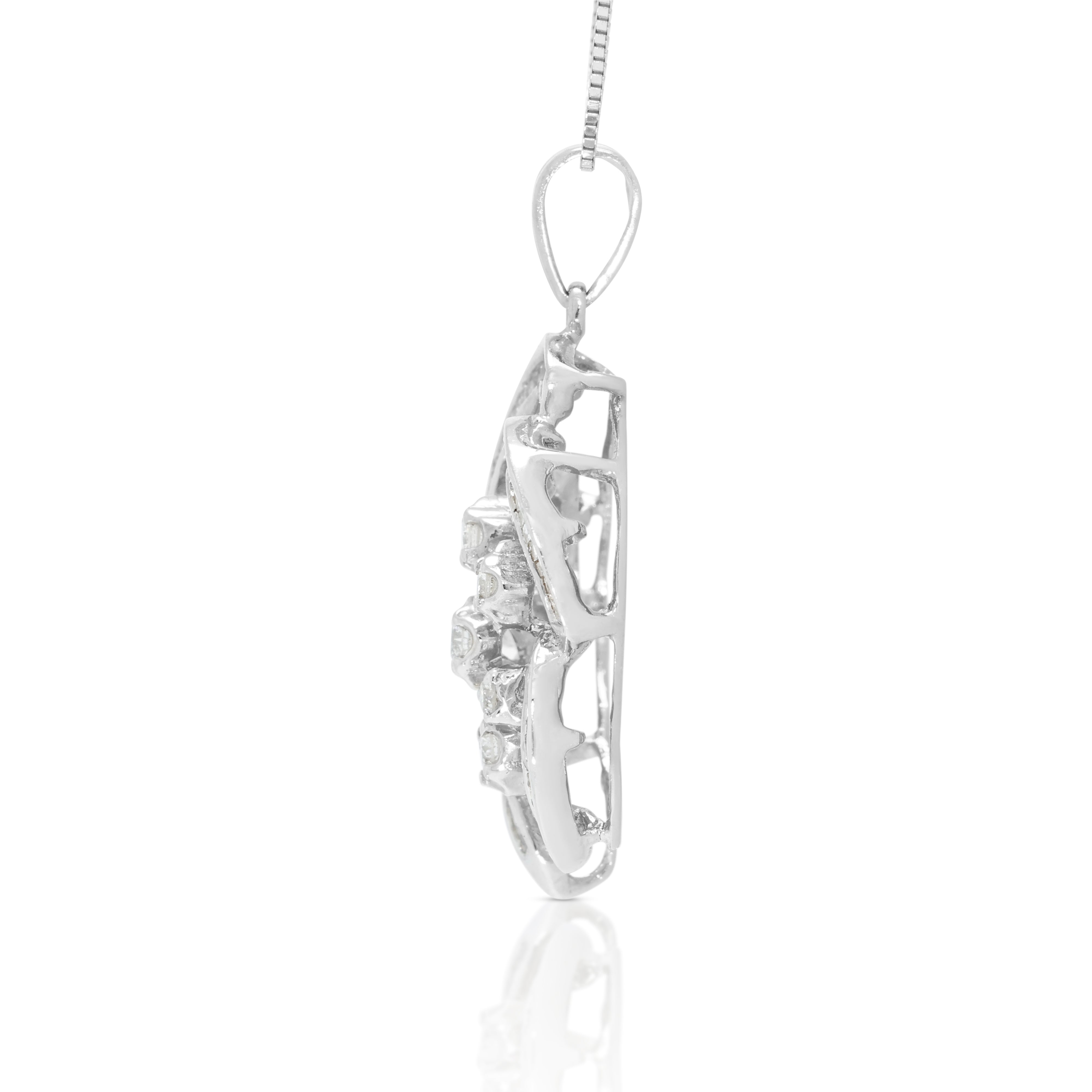 Spectacular 0.50ct Natural Diamond Stylized Pendant Necklace in 18K White Gold