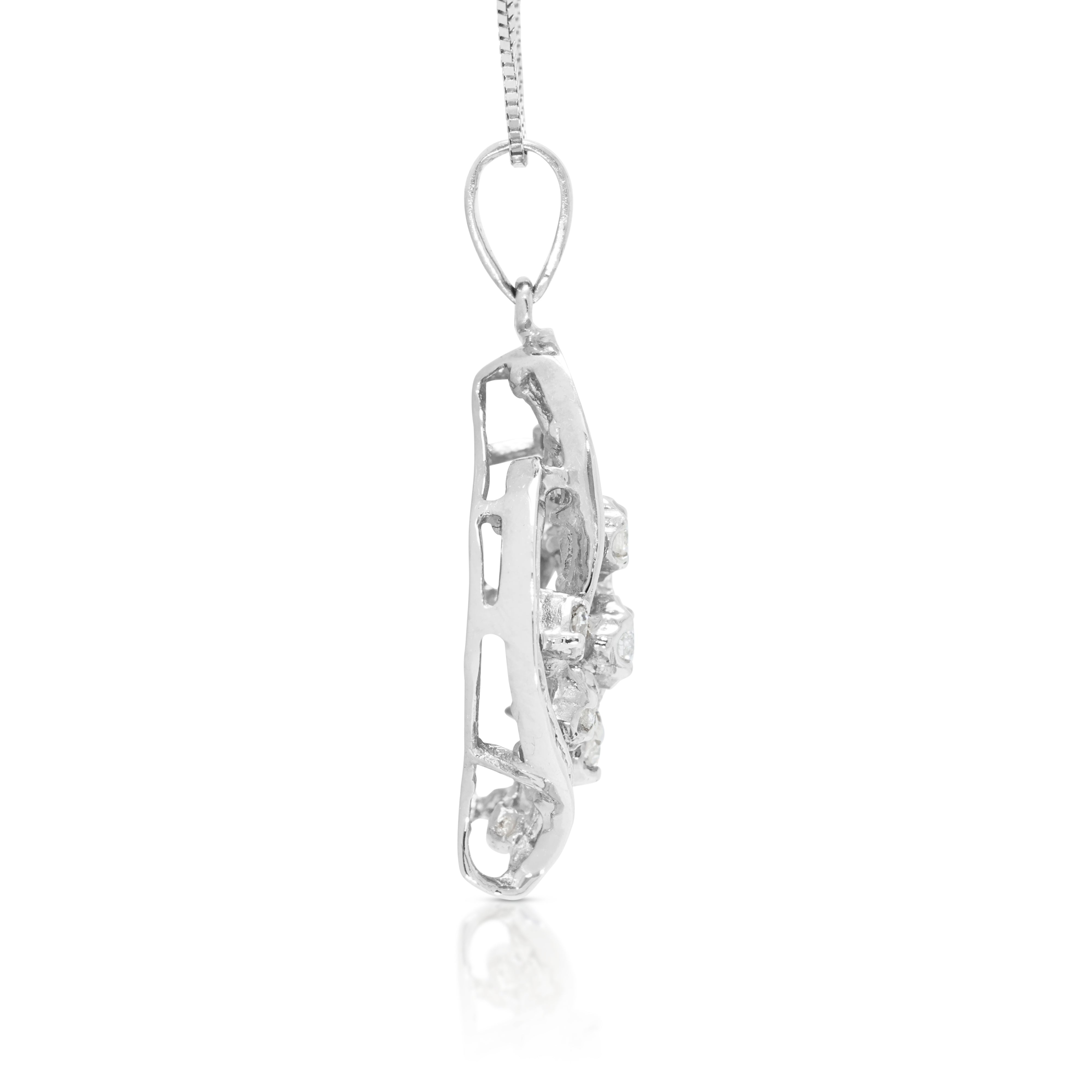 Spectacular 0.50ct Natural Diamond Stylized Pendant Necklace in 18K White Gold
