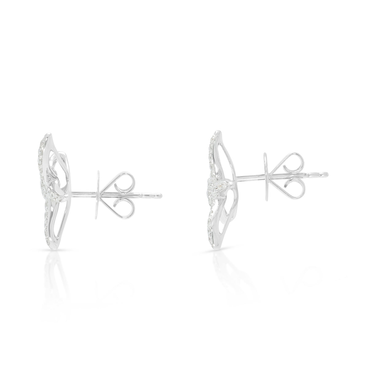 Elegant 0.36ct Natural Diamond Starfish Stud Earrings in 18K White Gold