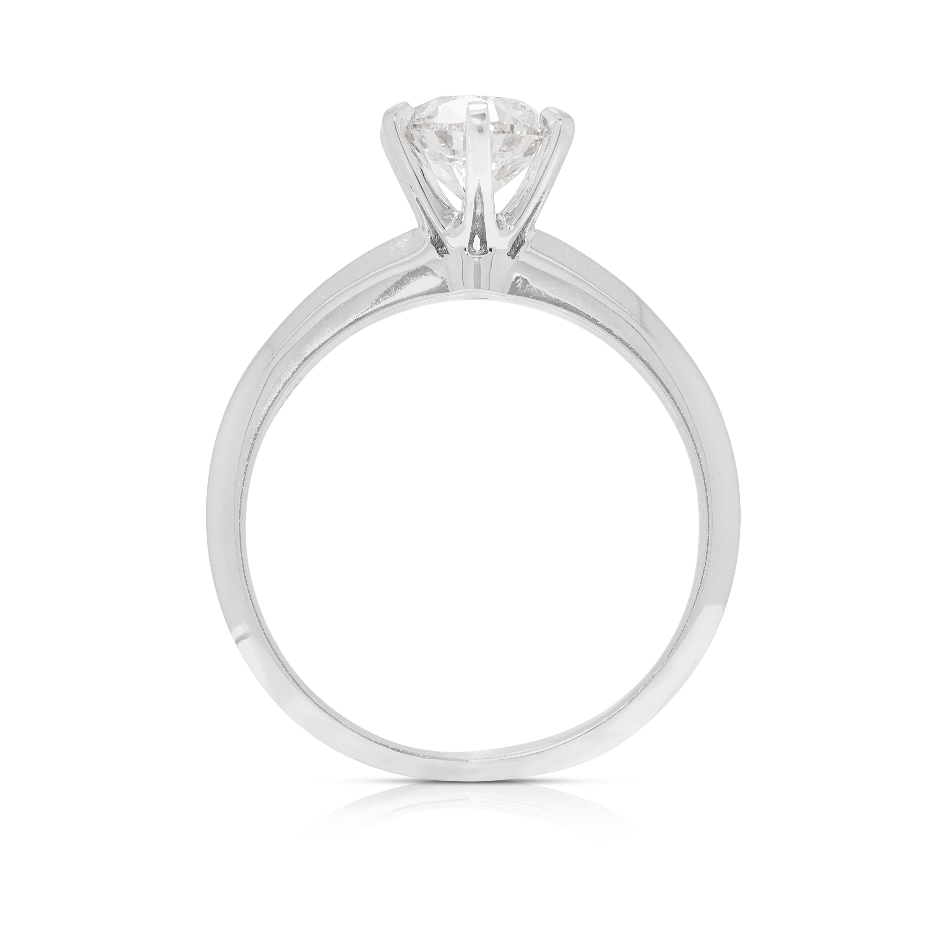 Pristine 1ct Natural Diamond 18K White Gold Solitaire Ring (New-Unworn) - NGI Certified