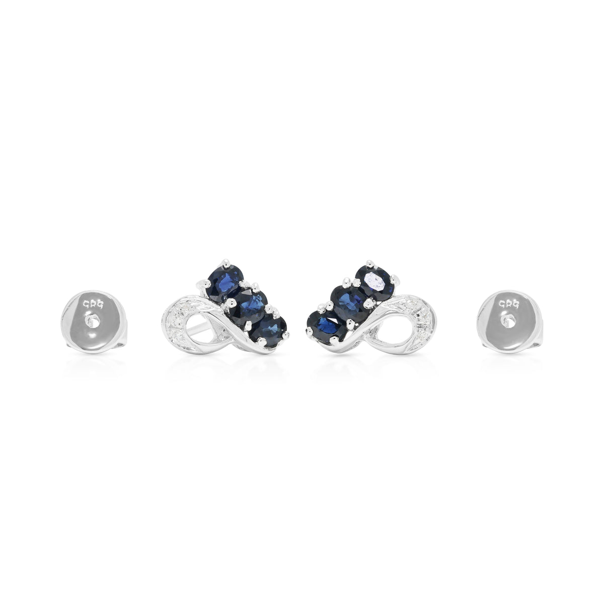 Charming 0.60ct Blue Sapphire and 0.03ct Natural Diamond Stud Earrings in 14K White Gold
