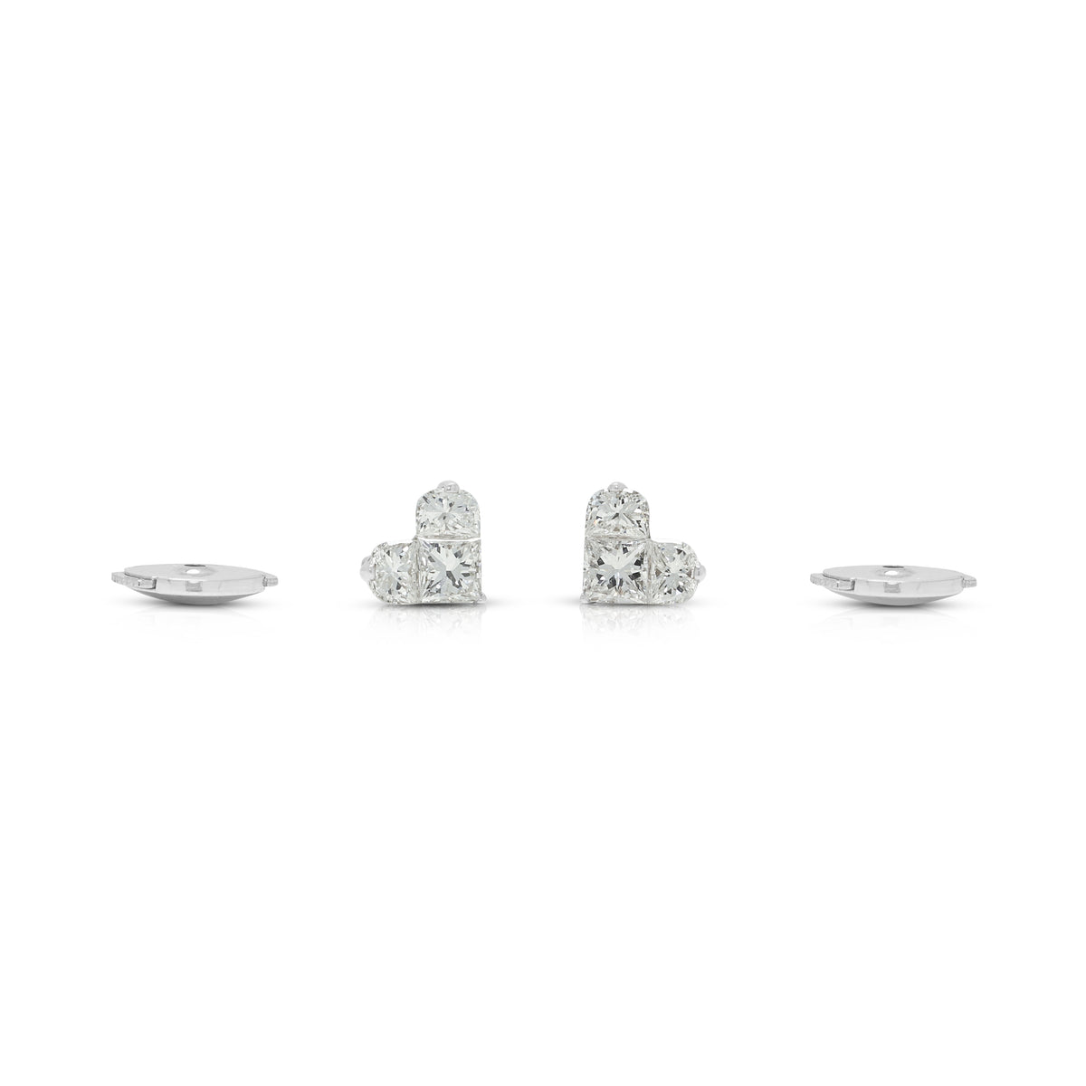 Charming 0.22ct Natural Diamond Illusion Heart Stud Earrings in 18K White Gold
