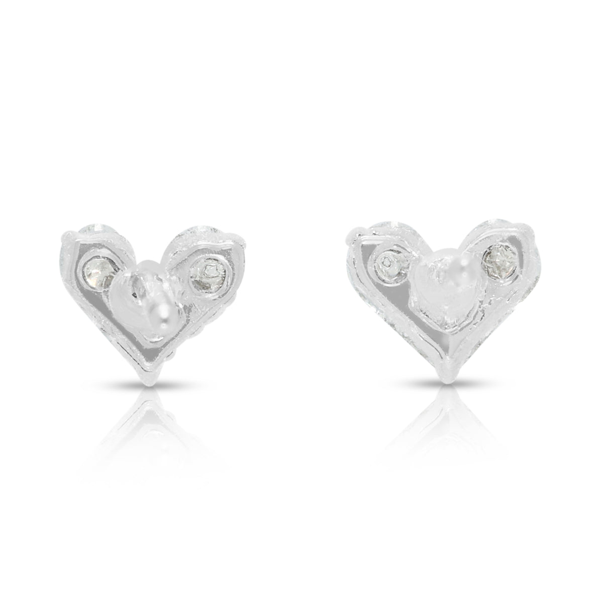 Charming 0.22ct Natural Diamond Illusion Heart Stud Earrings in 18K White Gold