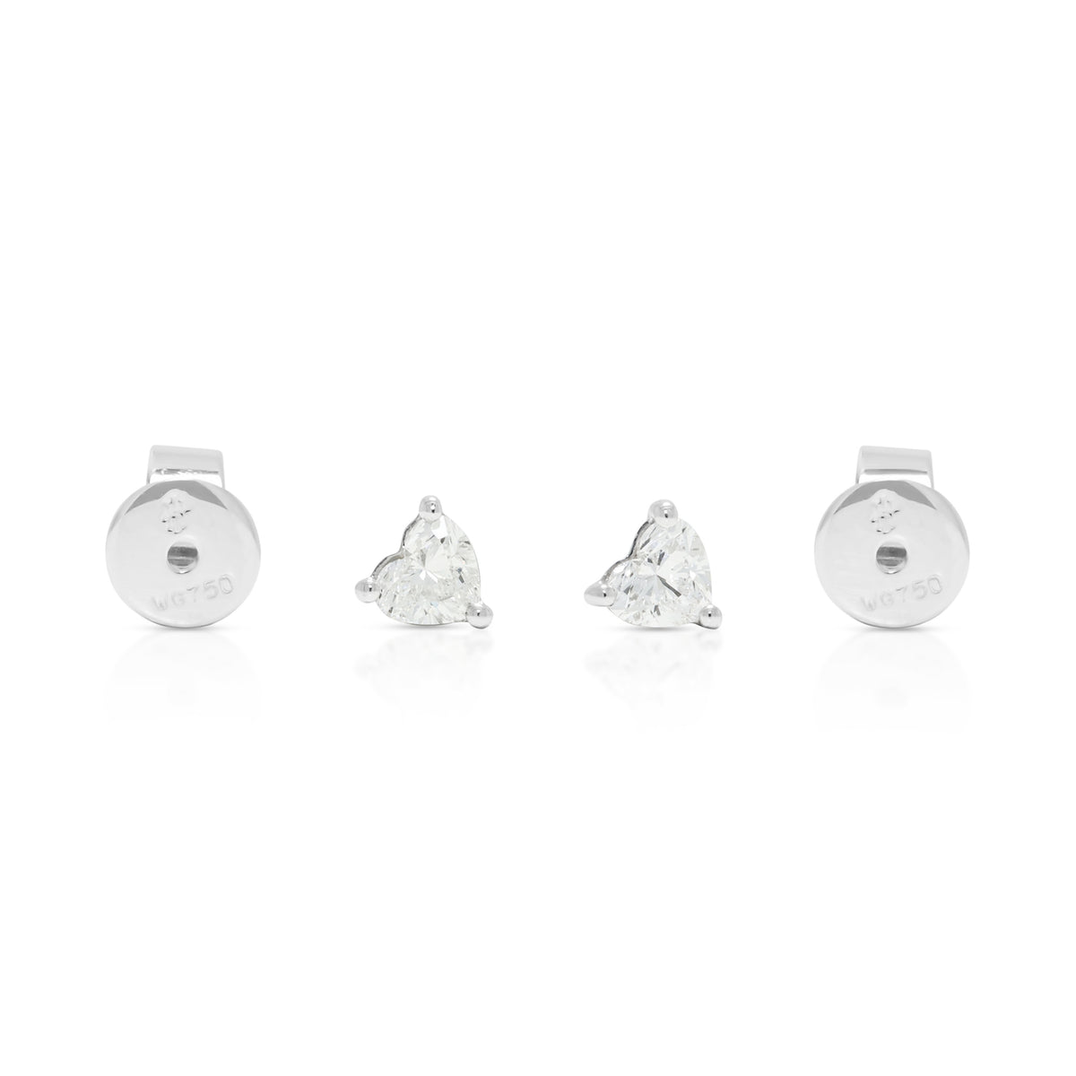 Pristine 0.28ct Natural Diamond Heart Solitaire Stud Earrings in 18K White Gold