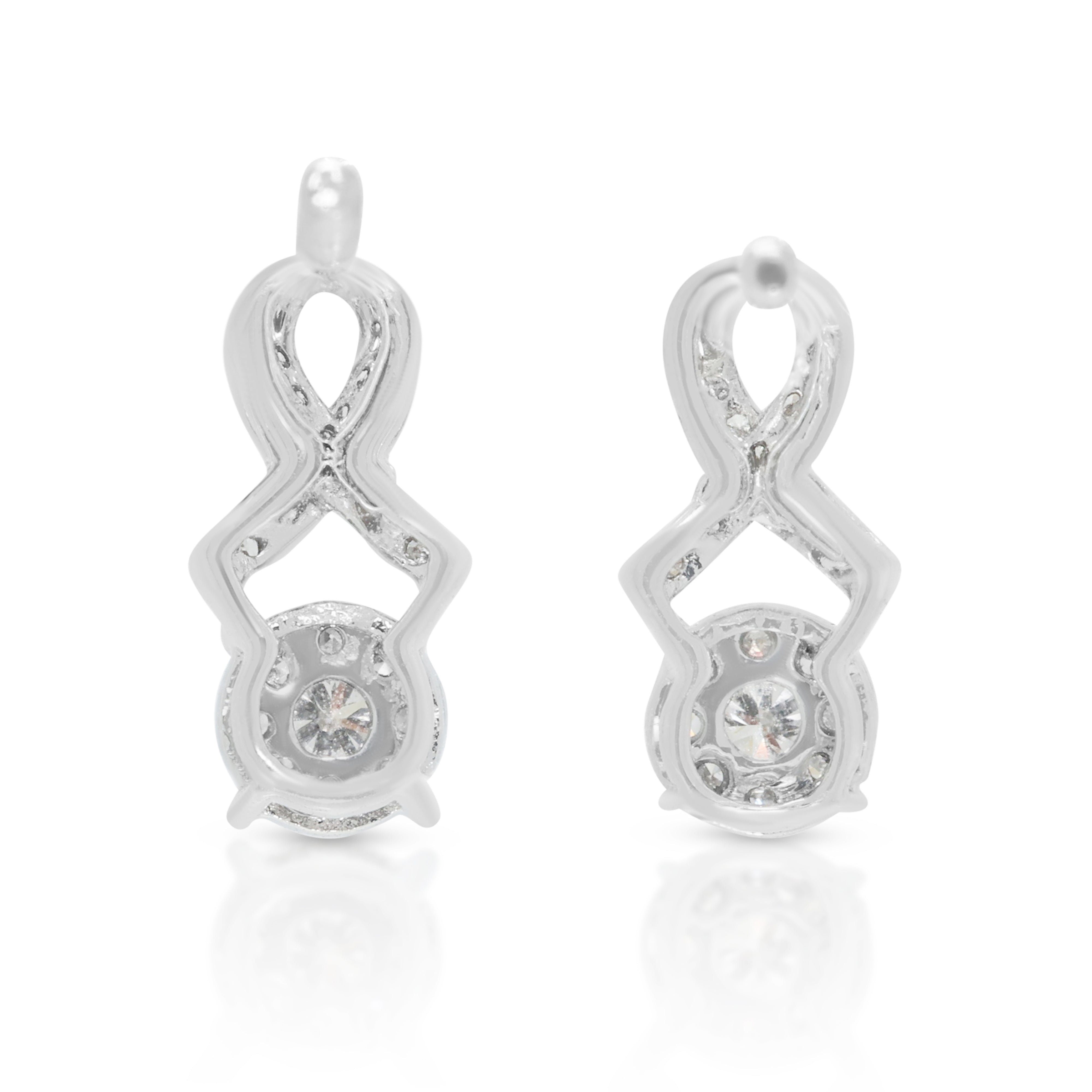 Elegant 0.33ct Natural Diamond Stylized Infinity Ribbon Earrings in 18K White Gold