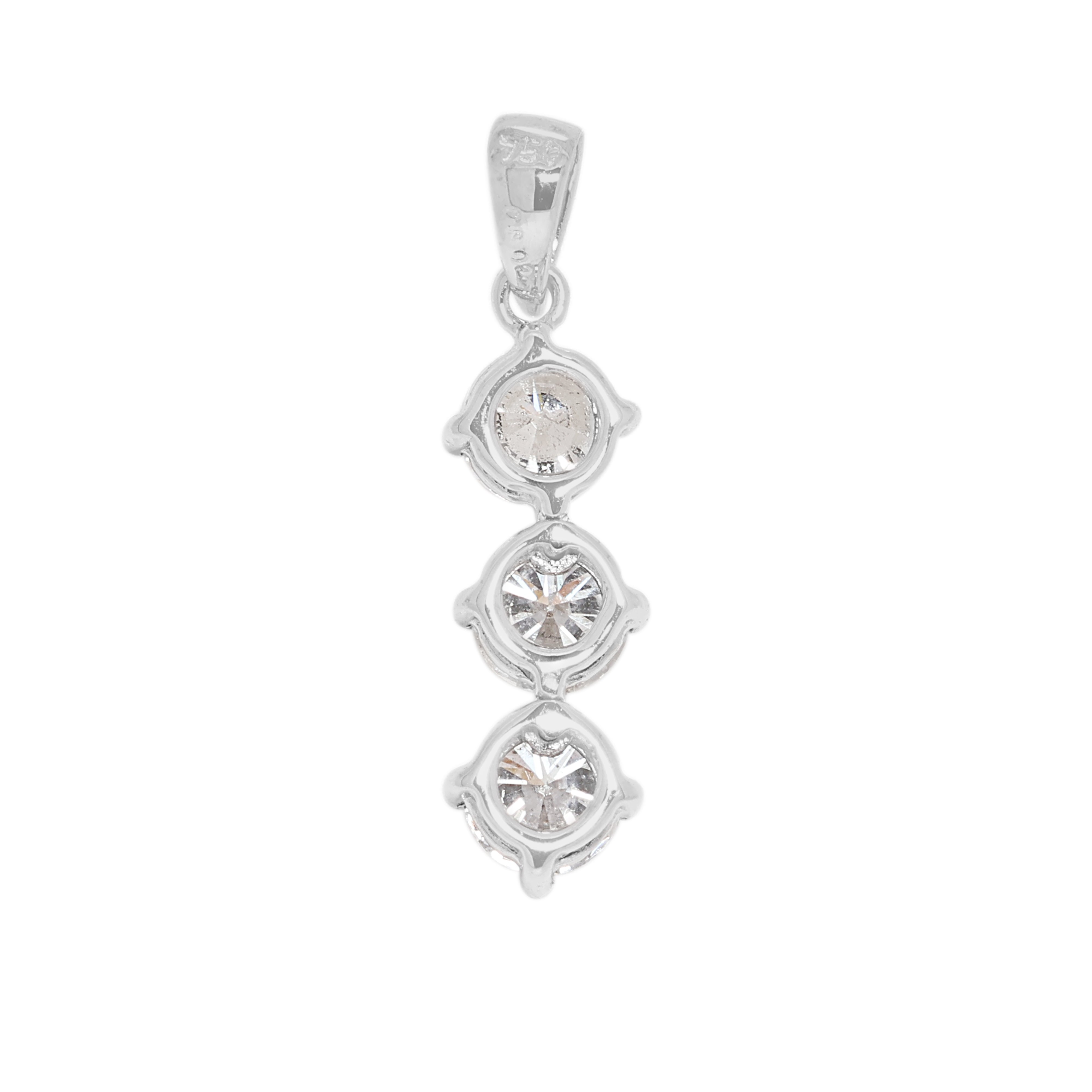 Minimalist 0.72ct Natural Diamond Trio Pendant in 18K White Gold