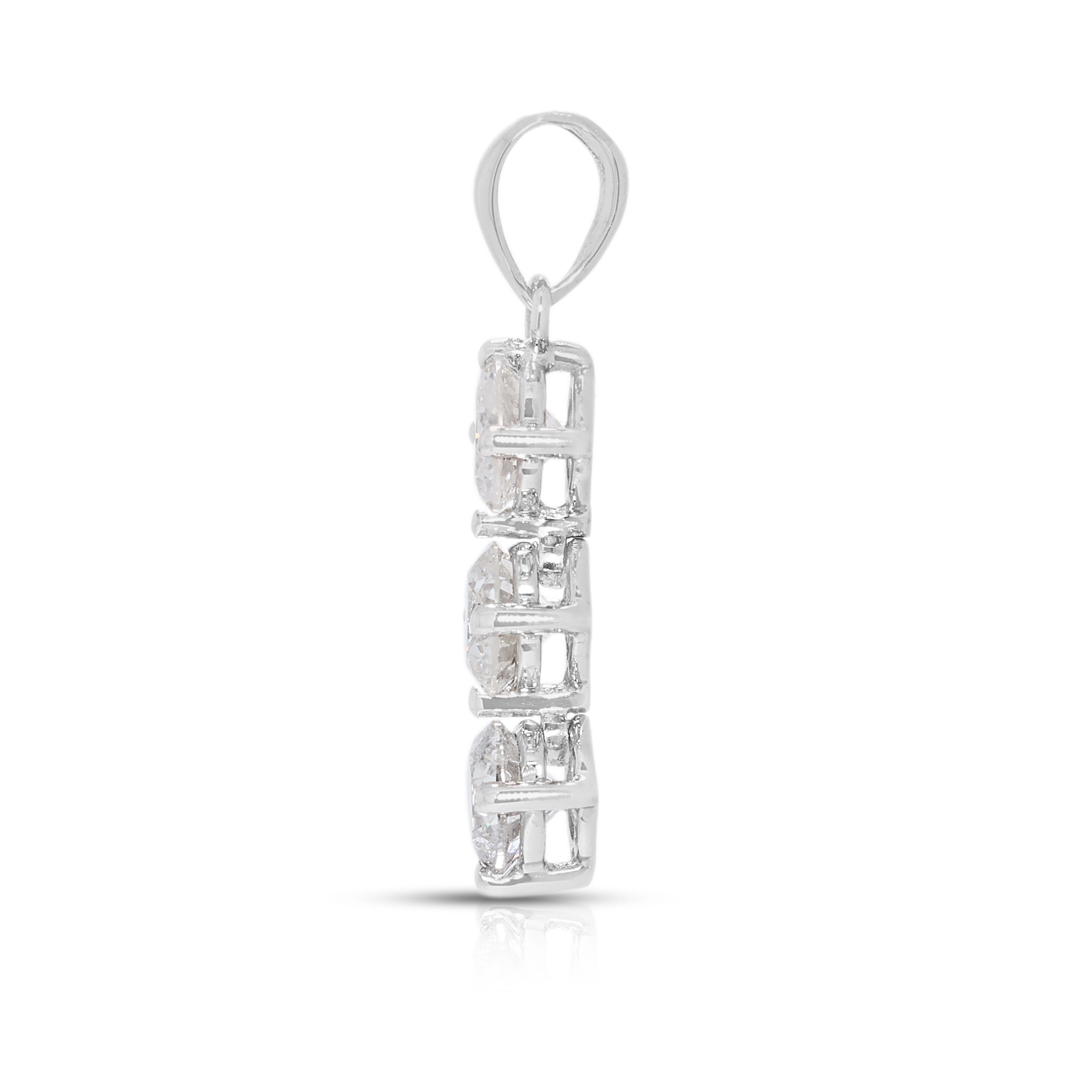 Minimalist 0.72ct Natural Diamond Trio Pendant in 18K White Gold