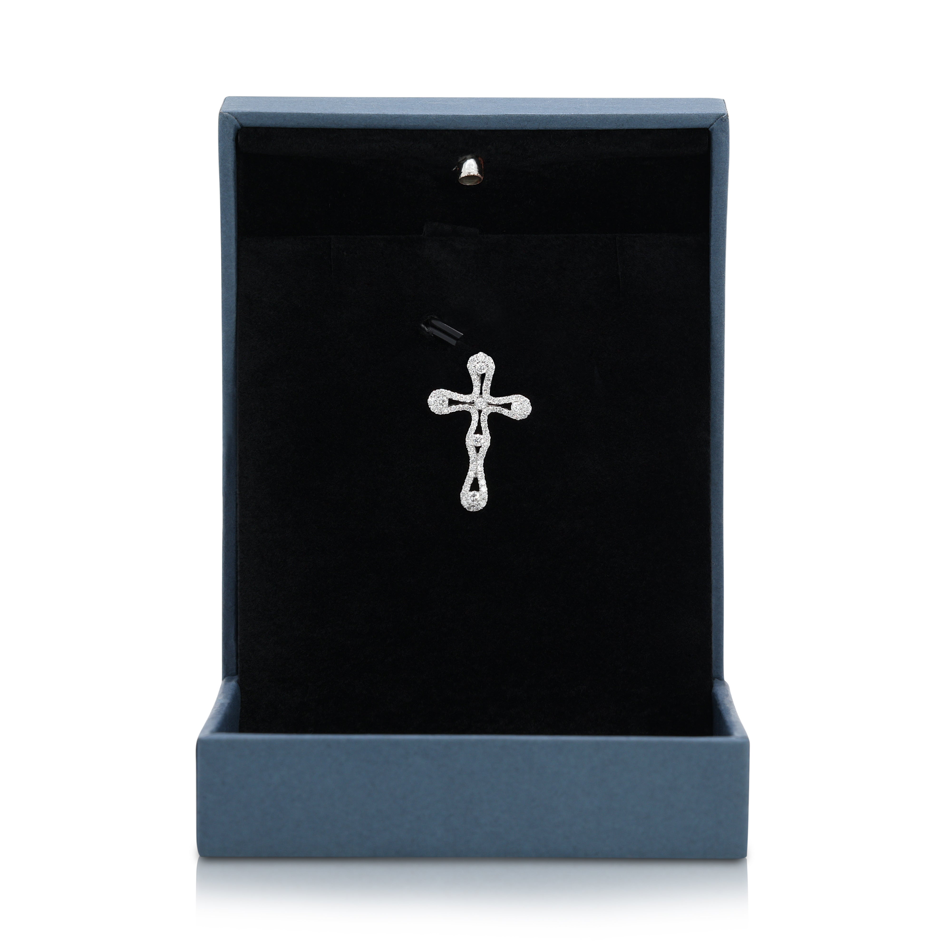 Elegant 0.48 carat Natural Diamond Cross Pendant in 18K White Gold