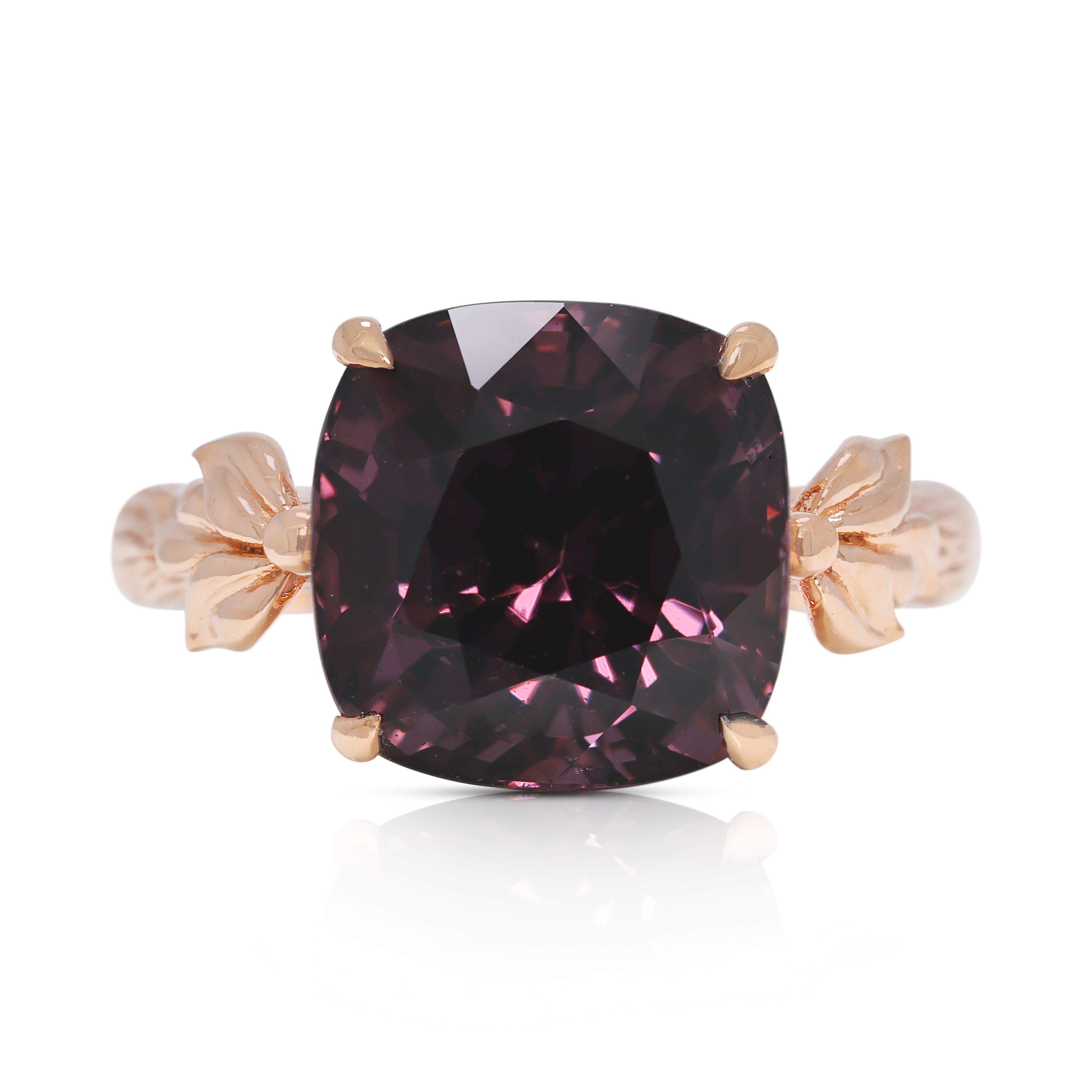 Lush 6.5ct Pink-Purple Spinel Ring in 18K Rose Gold - NGI Certified