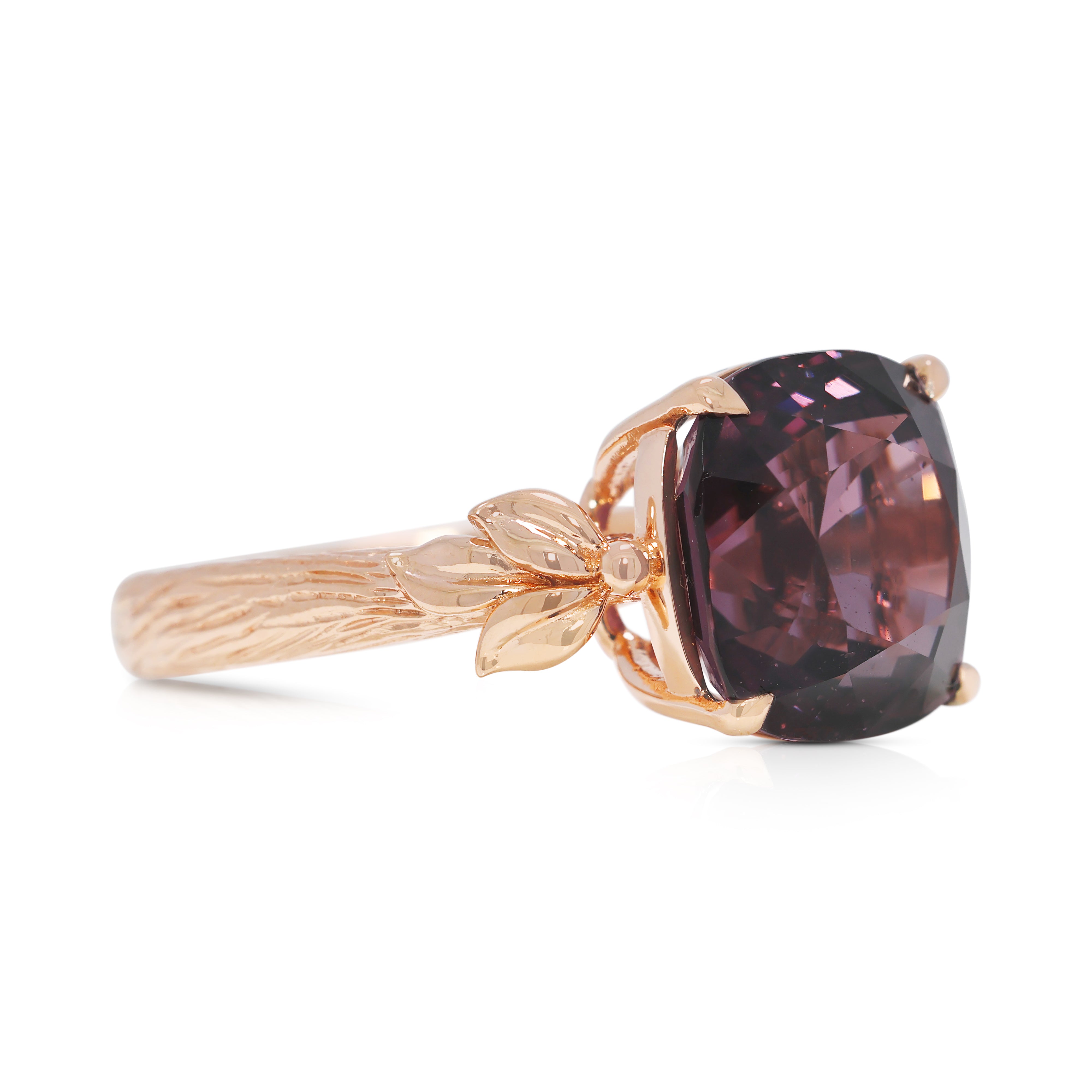 Lush 6.5ct Pink-Purple Spinel Ring in 18K Rose Gold - NGI Certified