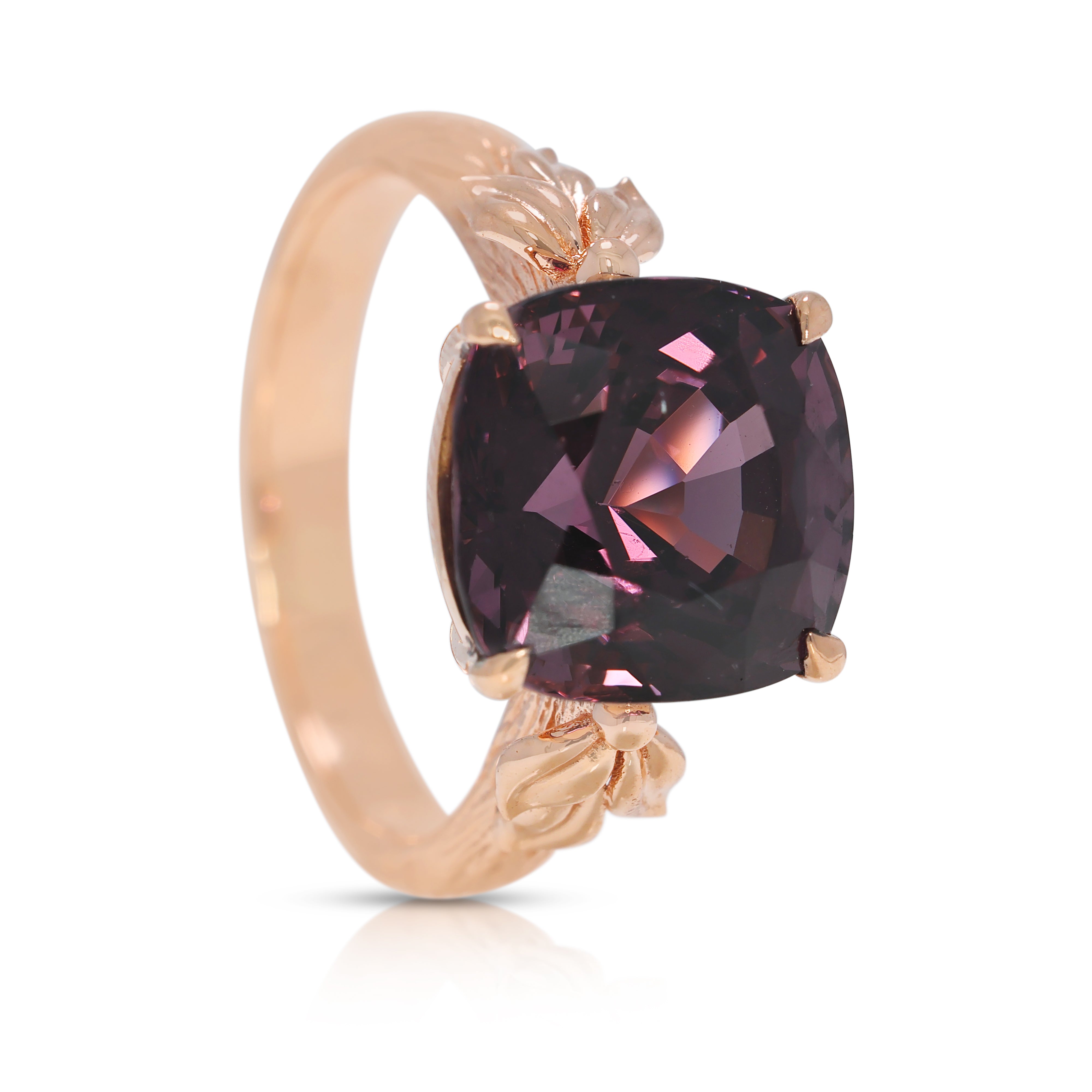 Lush 6.5ct Pink-Purple Spinel Ring in 18K Rose Gold - NGI Certified