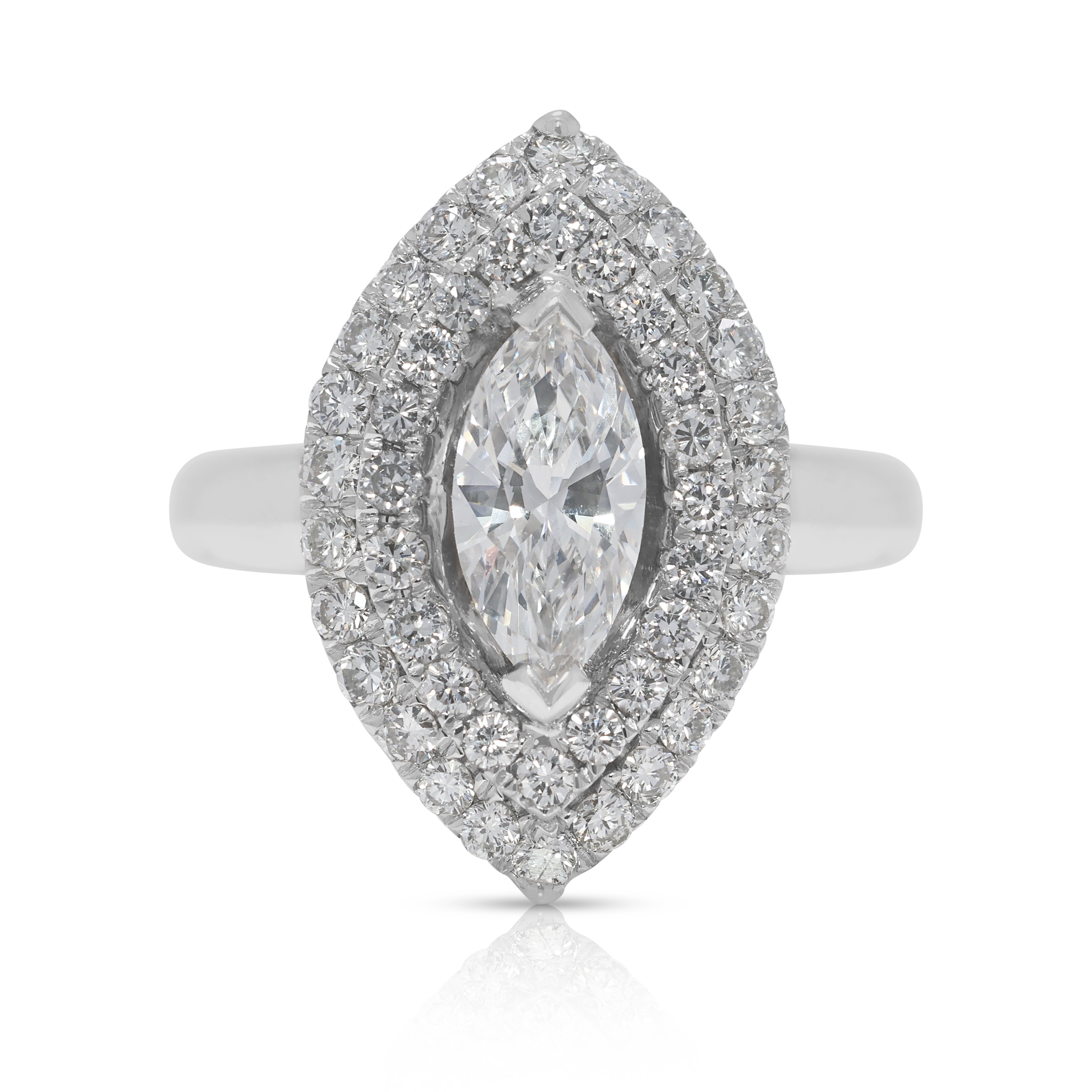 Radiant 1.32ct Natural Diamond Halo Ring in 18K White Gold by Larry Jewelry - GIA Certified