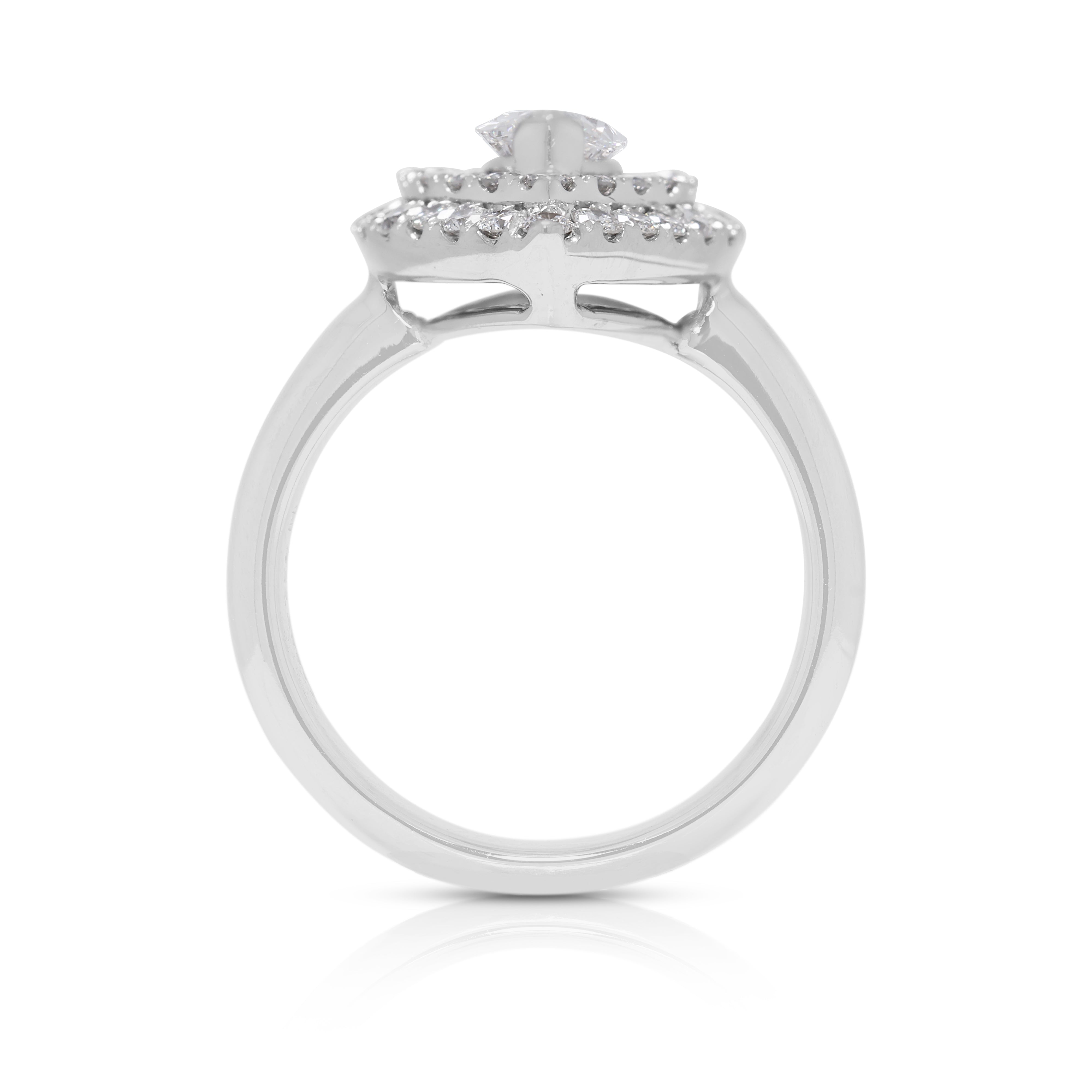 Radiant 1.32ct Natural Diamond Halo Ring in 18K White Gold by Larry Jewelry - GIA Certified