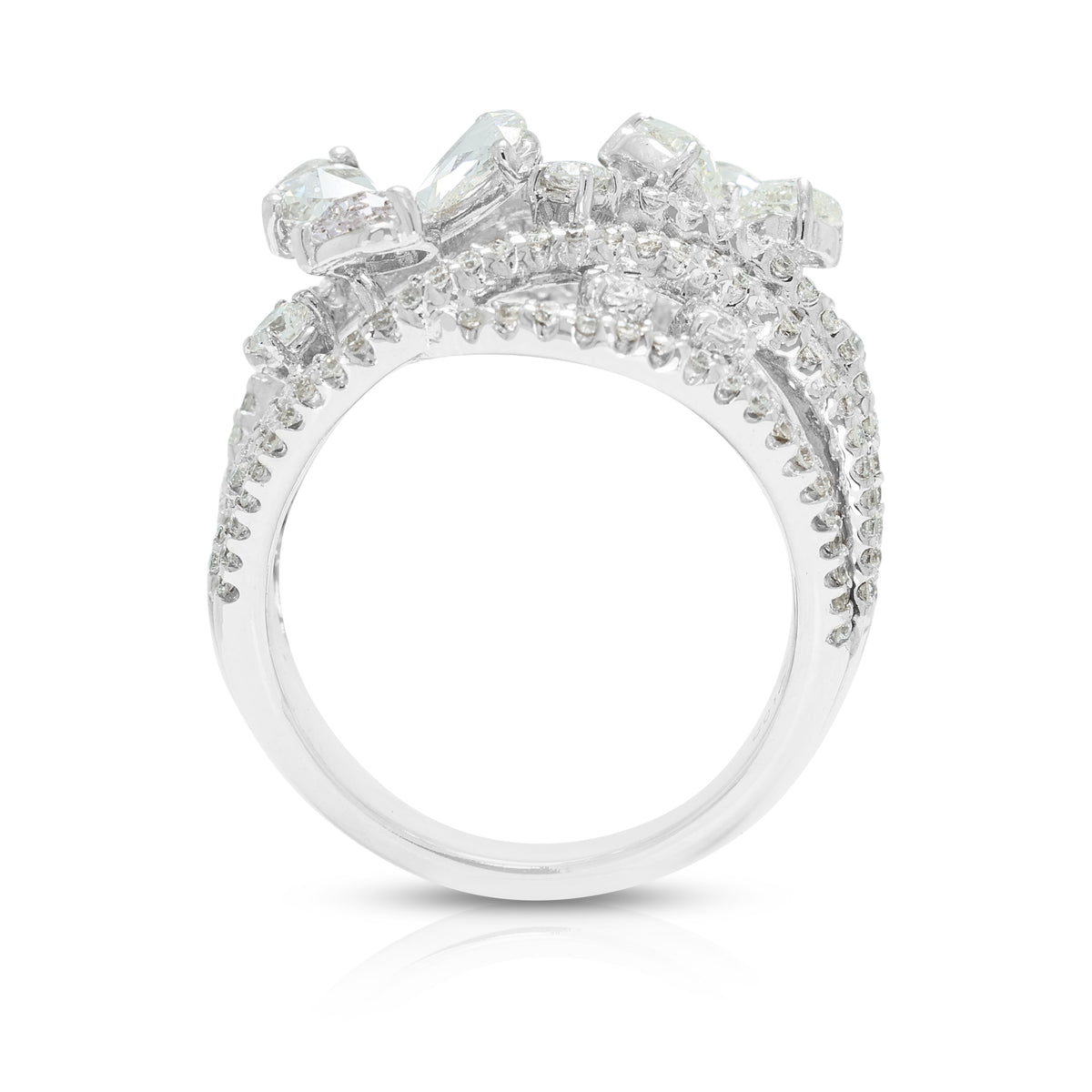 Captivating 2.20ct Natural Diamond Openwork Statement Ring in 18K White Gold