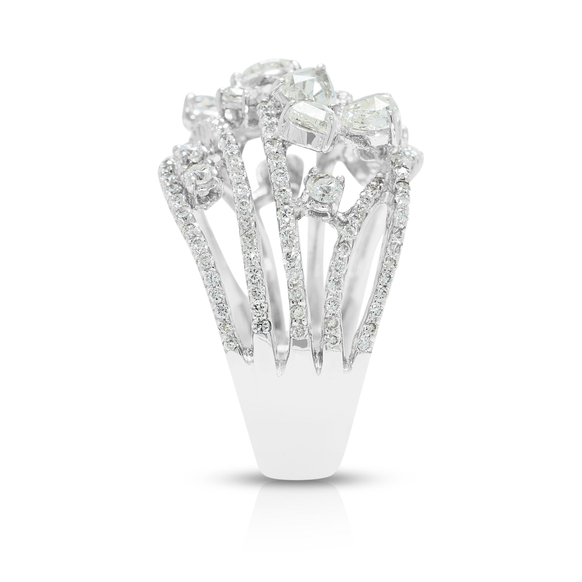 Captivating 2.20ct Natural Diamond Openwork Statement Ring in 18K White Gold