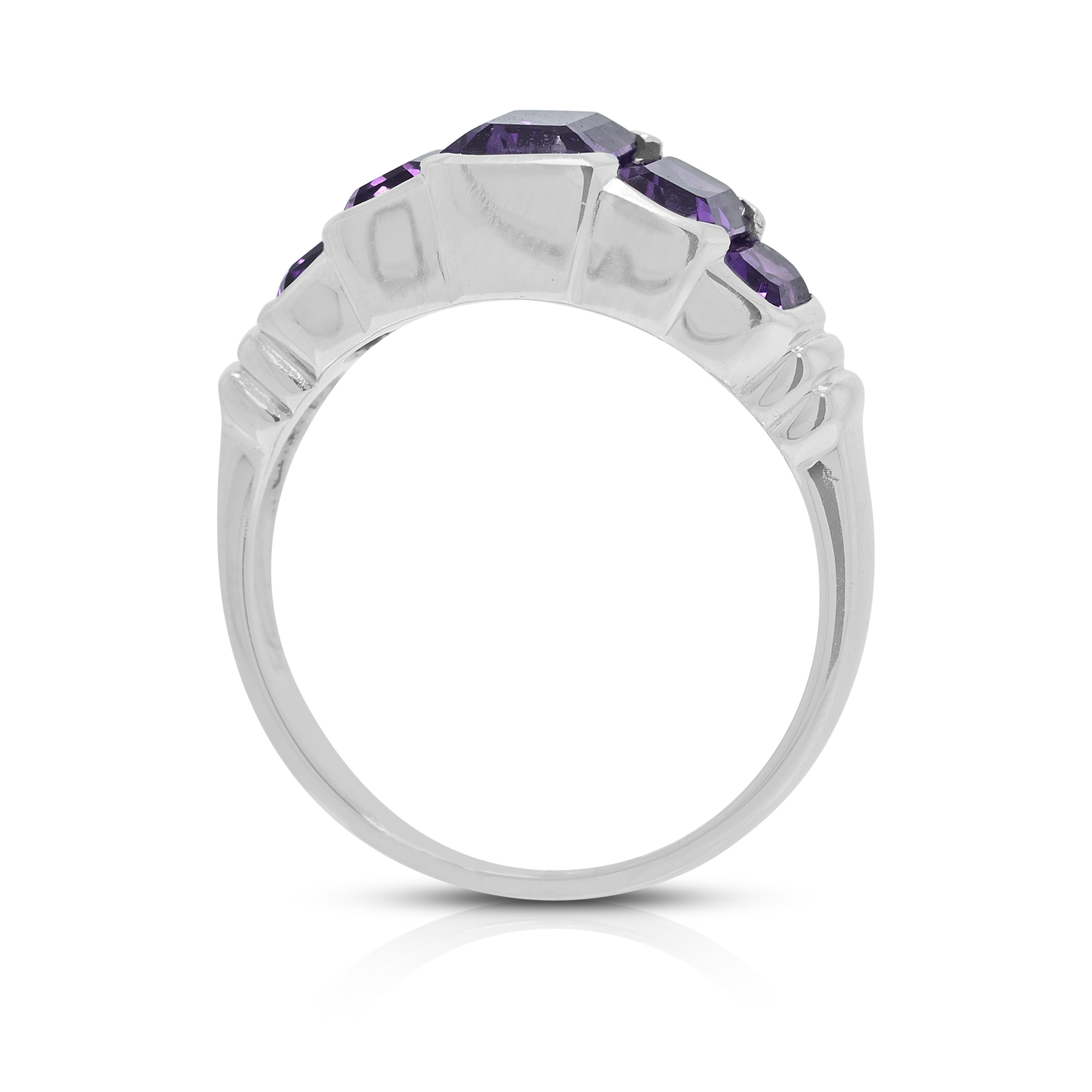 Regal 2.60ct Purple Amethyst Five-Stone Graduated Ring in 14K White Gold